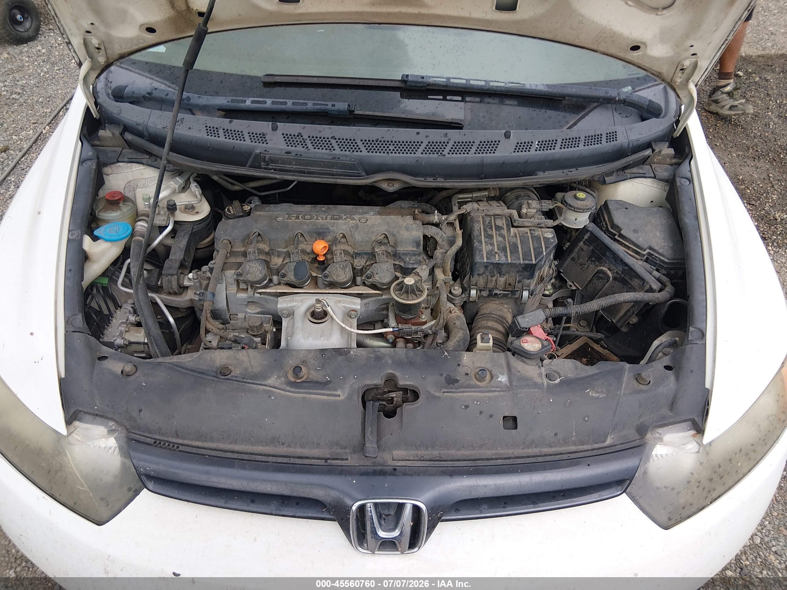 2007 Honda Civic Lx White vin: 2HGFG12697H576948