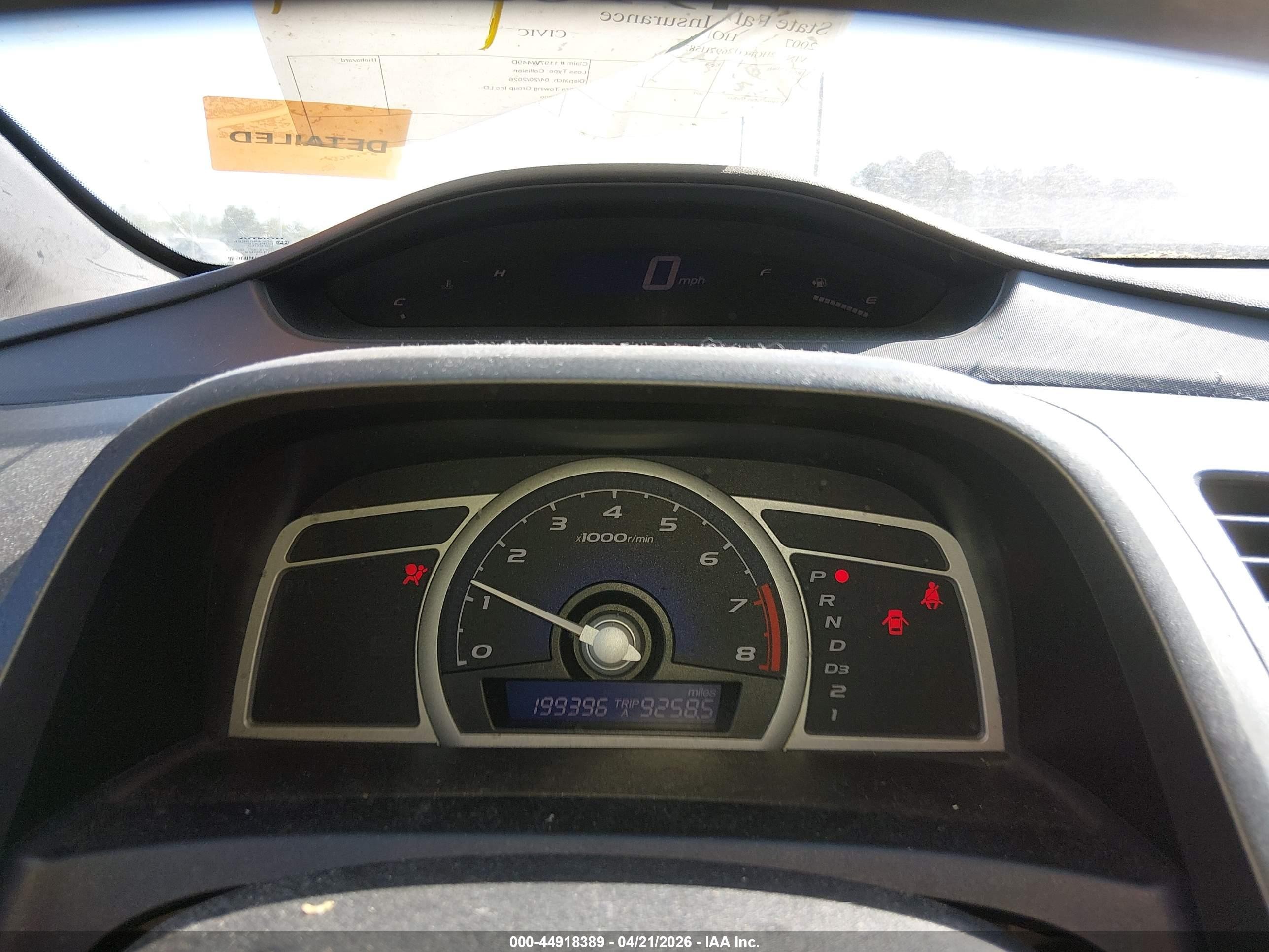 2007 Honda Civic Lx Blue vin: 2HGFG12697H585164