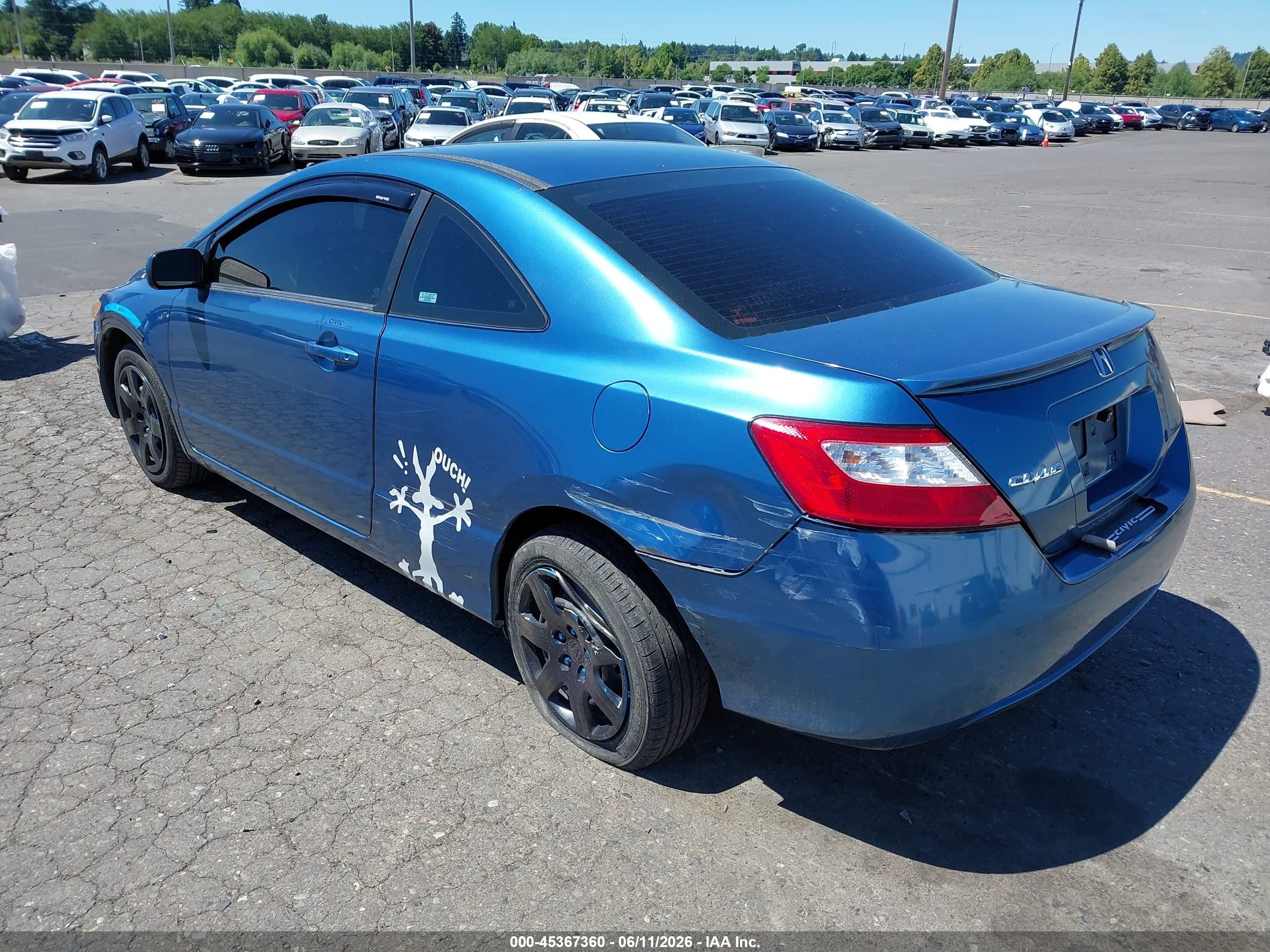 2006 Honda Civic Lx Blue vin: 2HGFG126X6H532259
