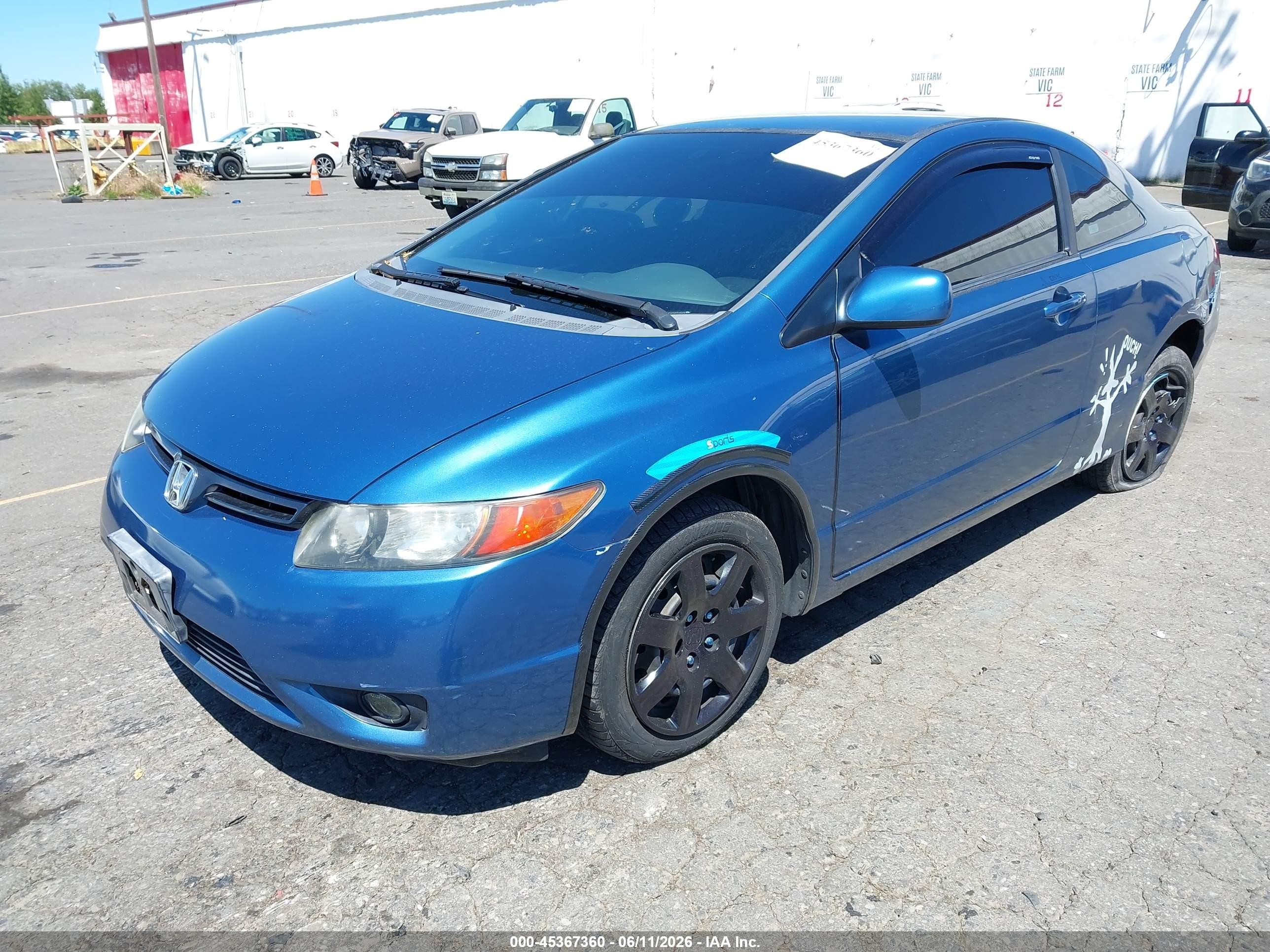 2006 Honda Civic Lx Blue vin: 2HGFG126X6H532259