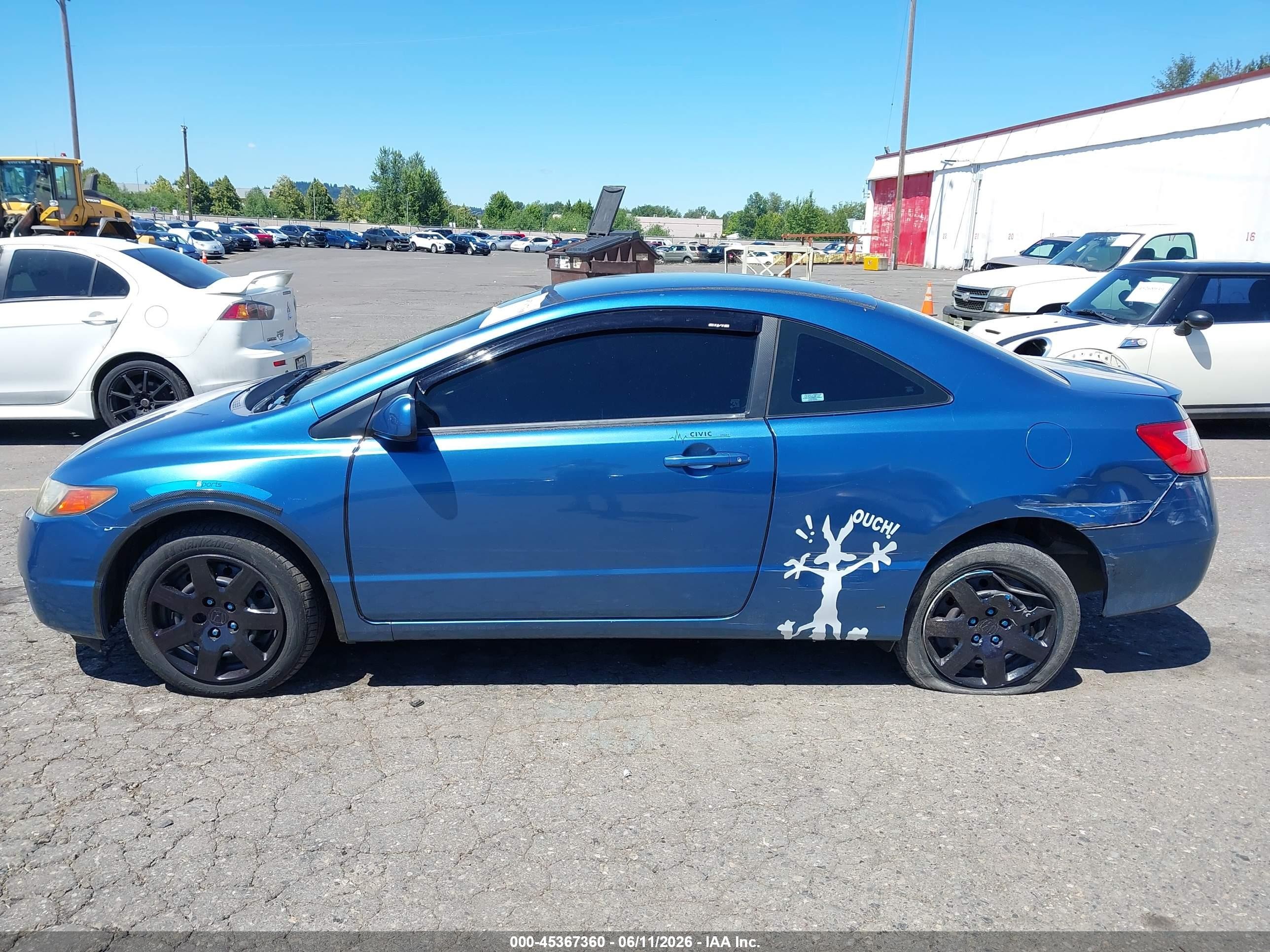 2006 Honda Civic Lx Blue vin: 2HGFG126X6H532259
