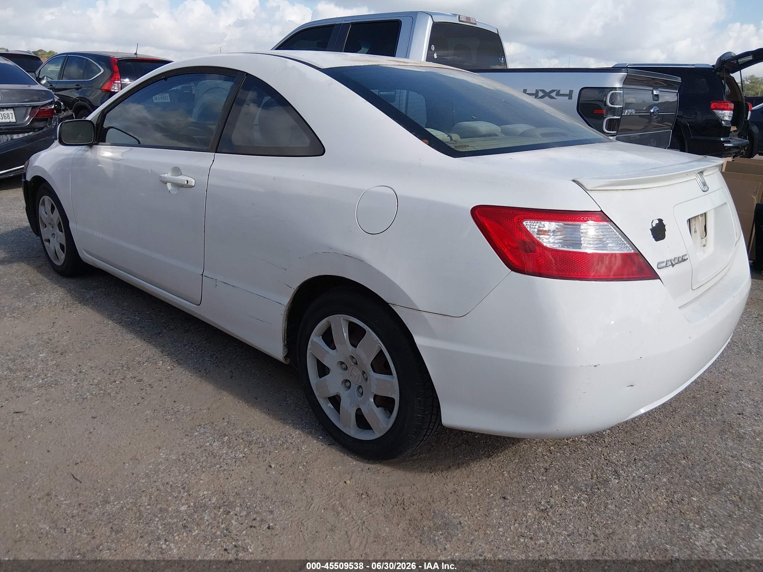 2007 Honda Civic Lx White vin: 2HGFG126X7H583455