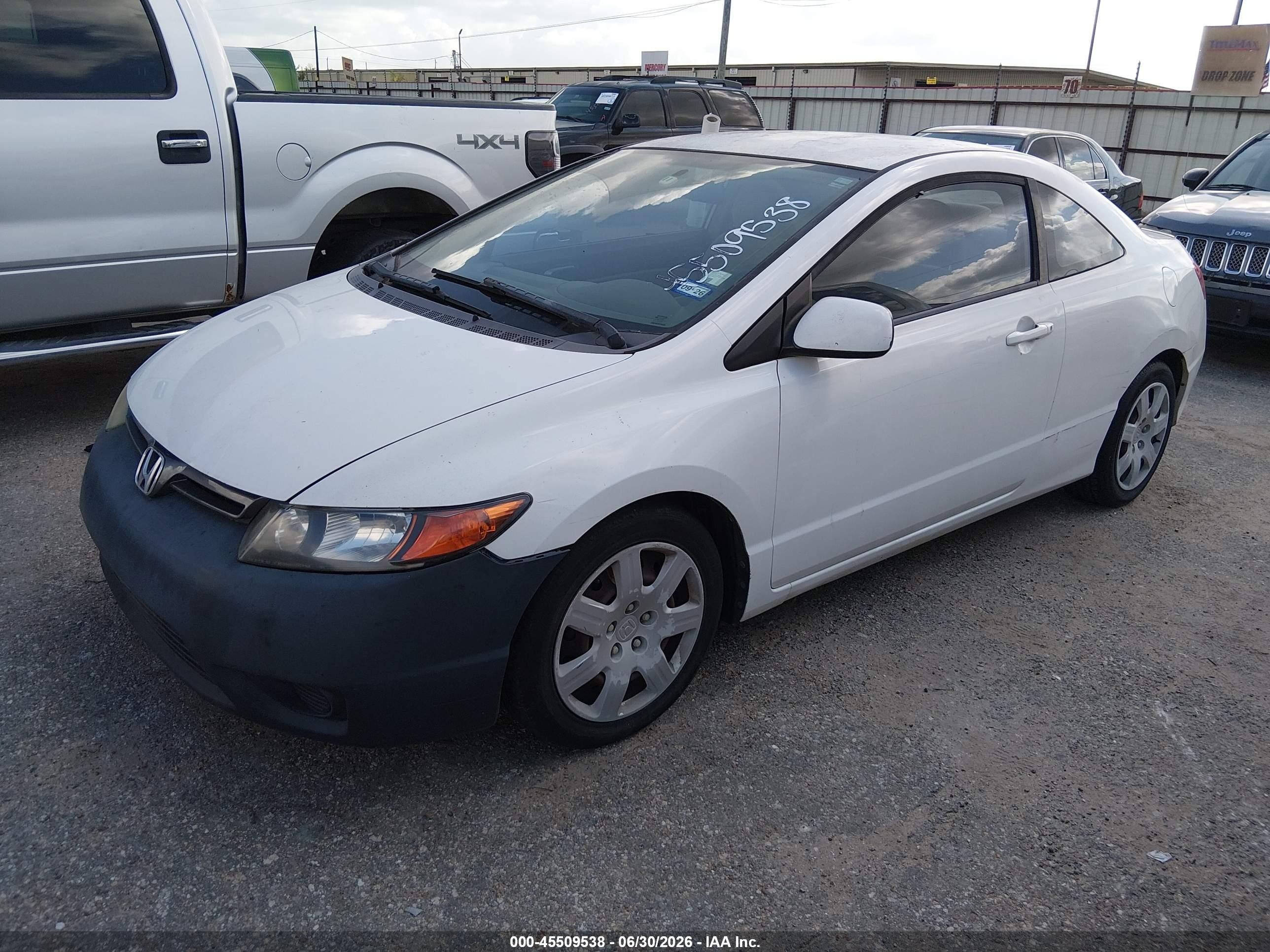 2007 Honda Civic Lx White vin: 2HGFG126X7H583455