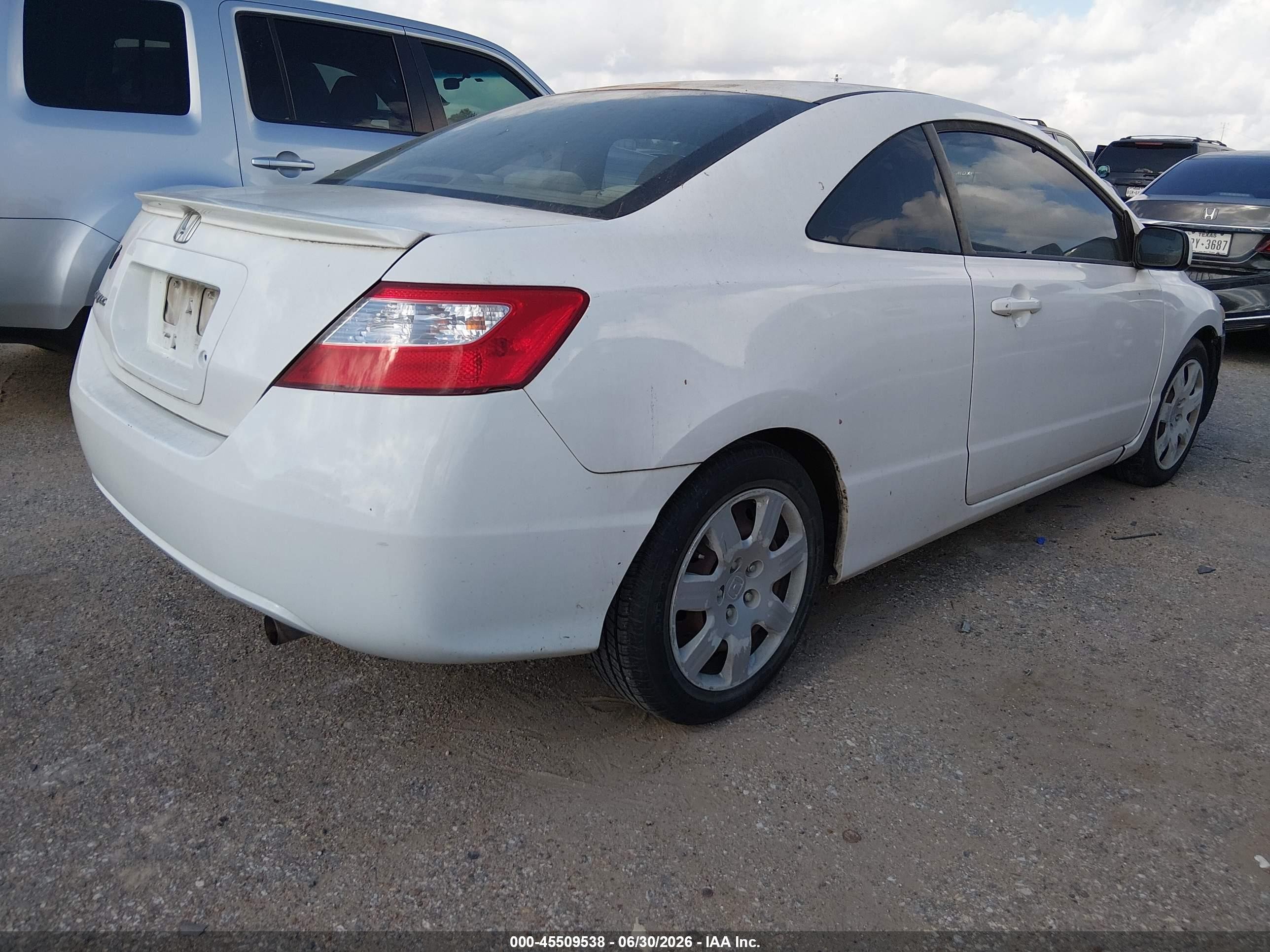 2007 Honda Civic Lx White vin: 2HGFG126X7H583455