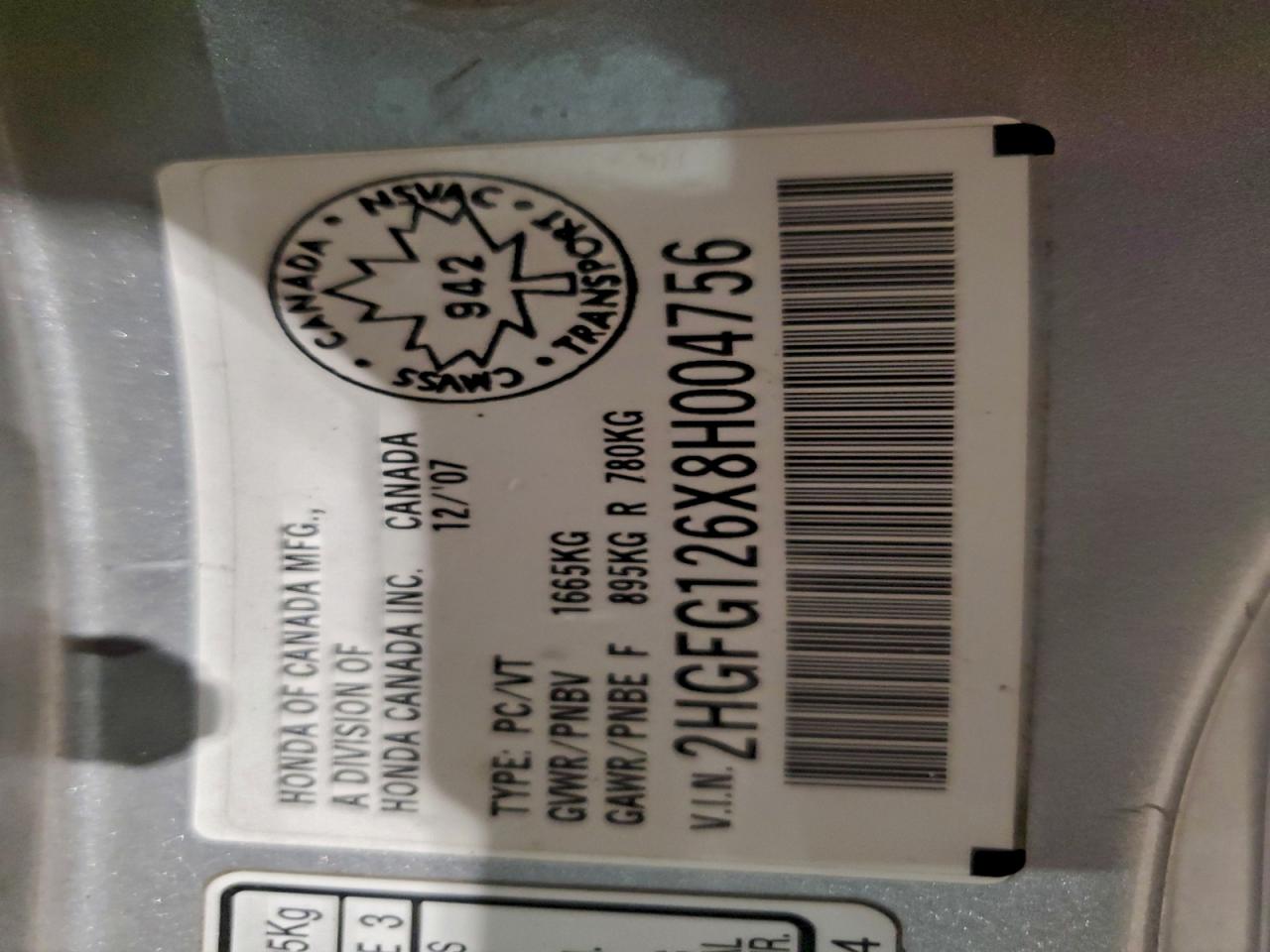 2008 Honda Civic Lx Silver vin: 2HGFG126X8H004756