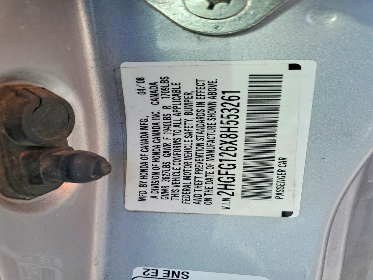 2008 Honda Civic Lx Silver vin: 2HGFG126X8H553261