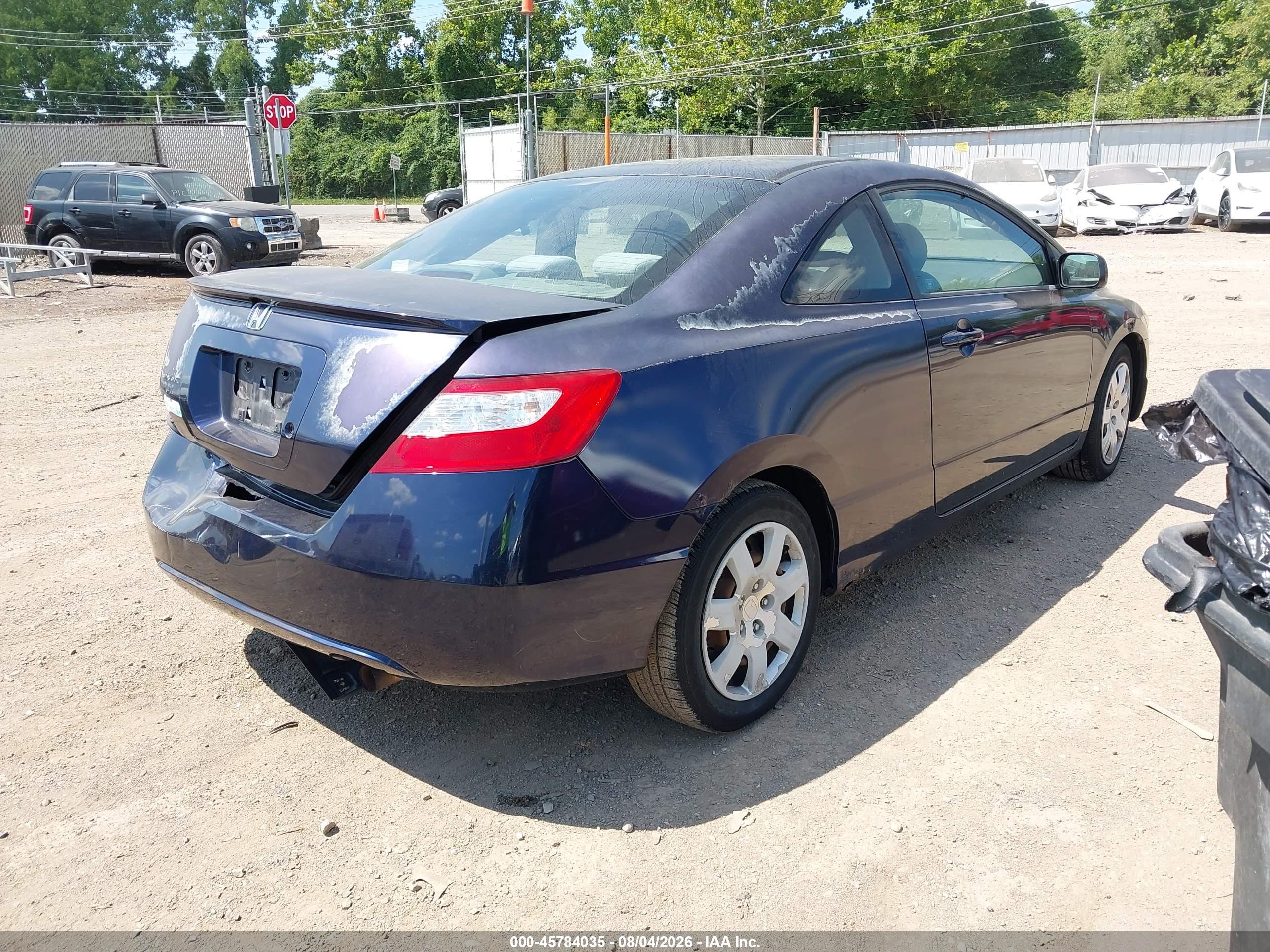 2008 Honda Civic Lx Blue vin: 2HGFG126X8H555012