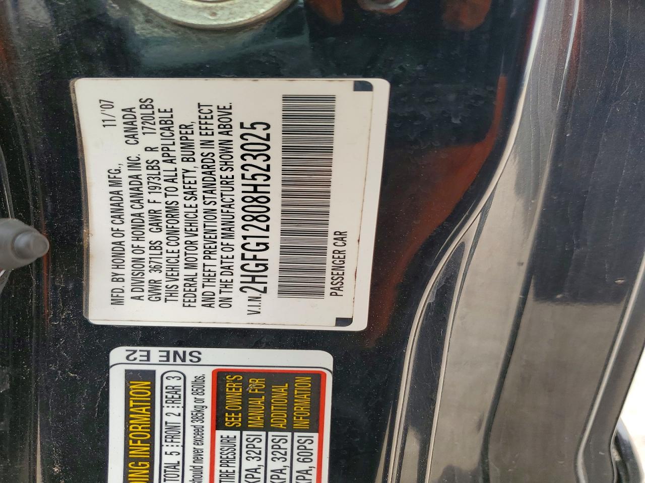 2008 Honda Civic Ex Black vin: 2HGFG12808H523025