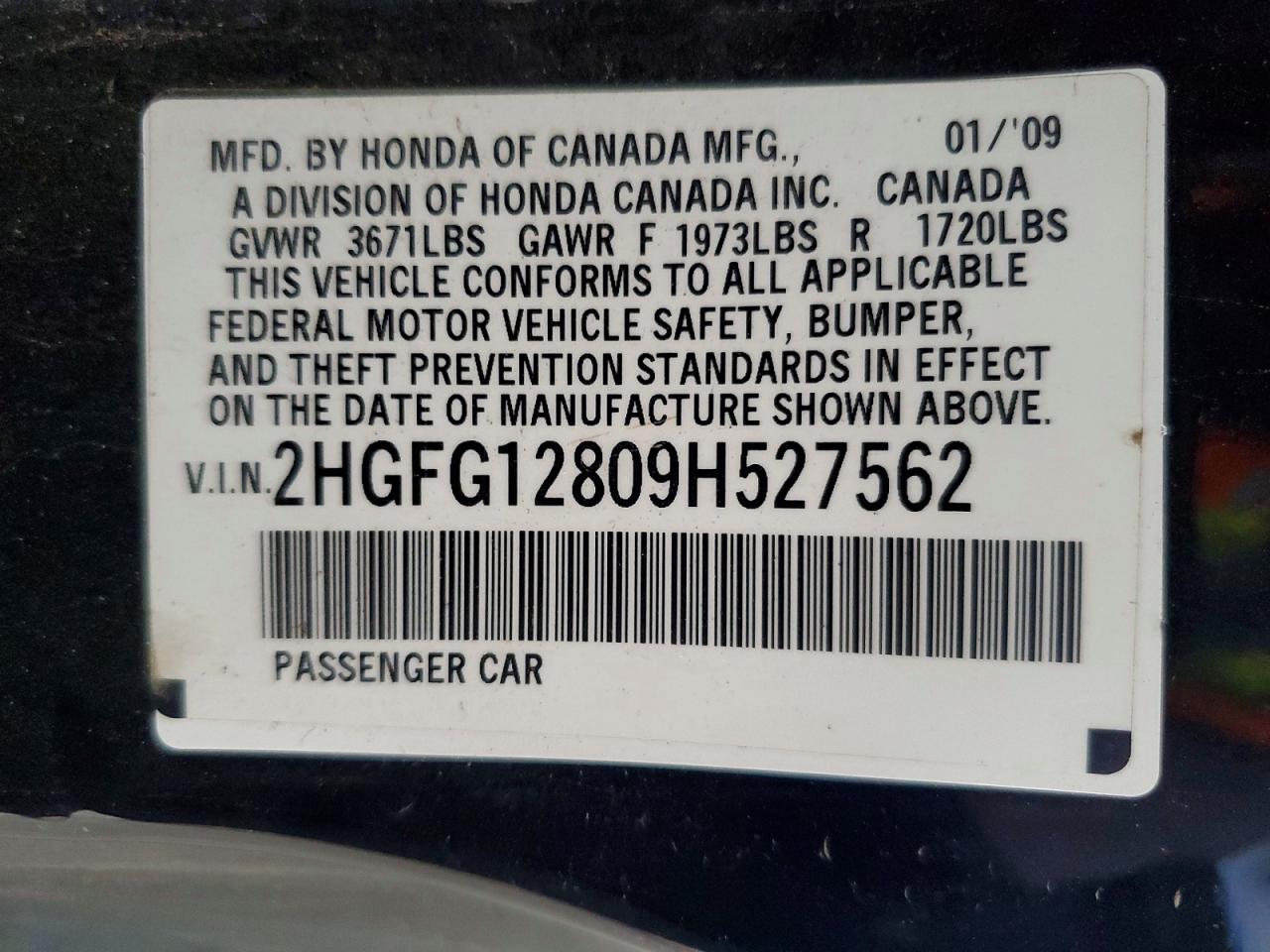 2009 Honda Civic Ex Black vin: 2HGFG12809H527562