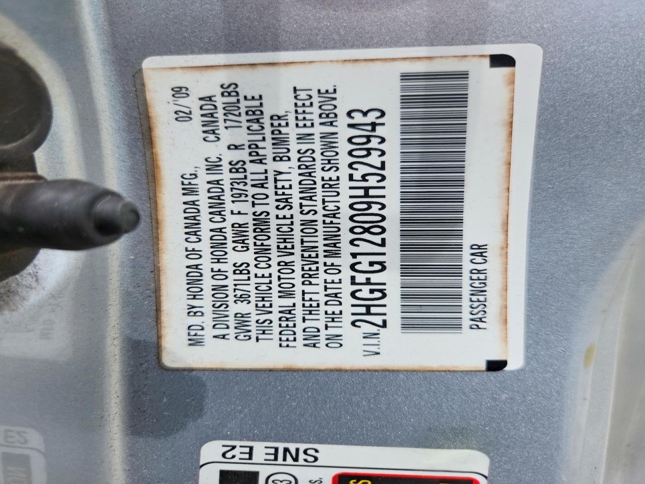2009 Honda Civic Ex Серебряный vin: 2HGFG12809H529943