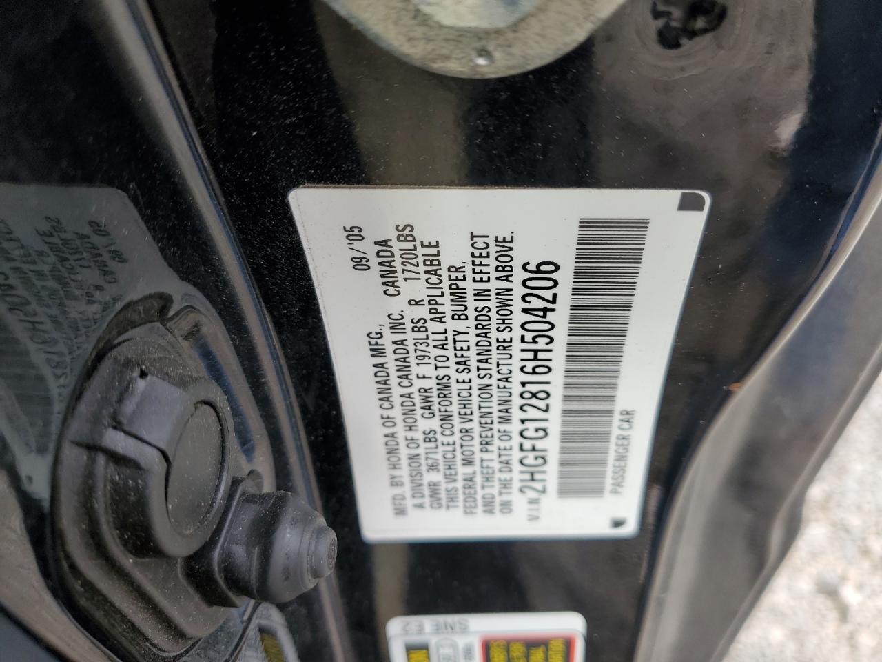 2006 Honda Civic Ex Black vin: 2HGFG12816H504206