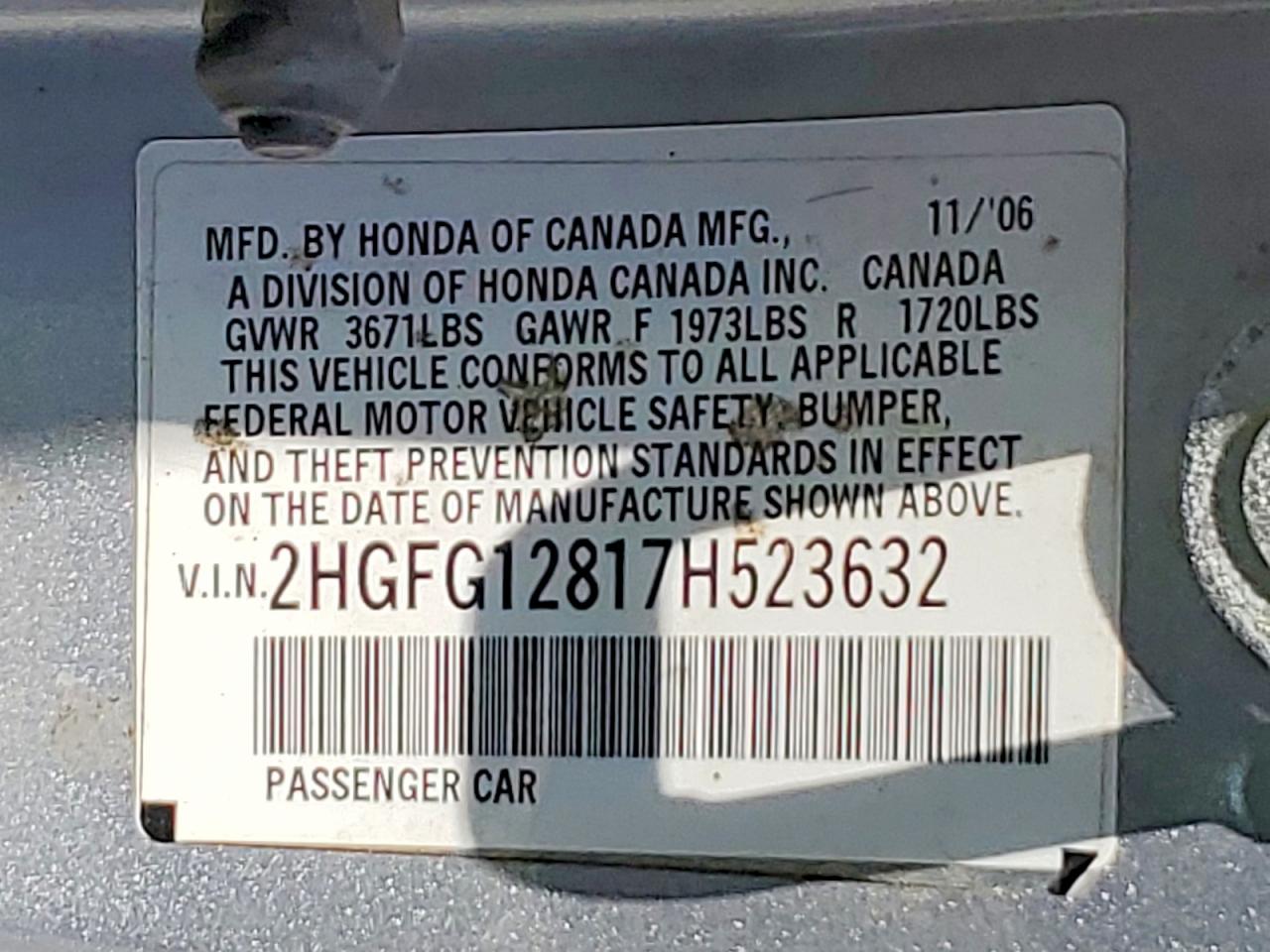 2007 Honda Civic Ex Silver vin: 2HGFG12817H523632