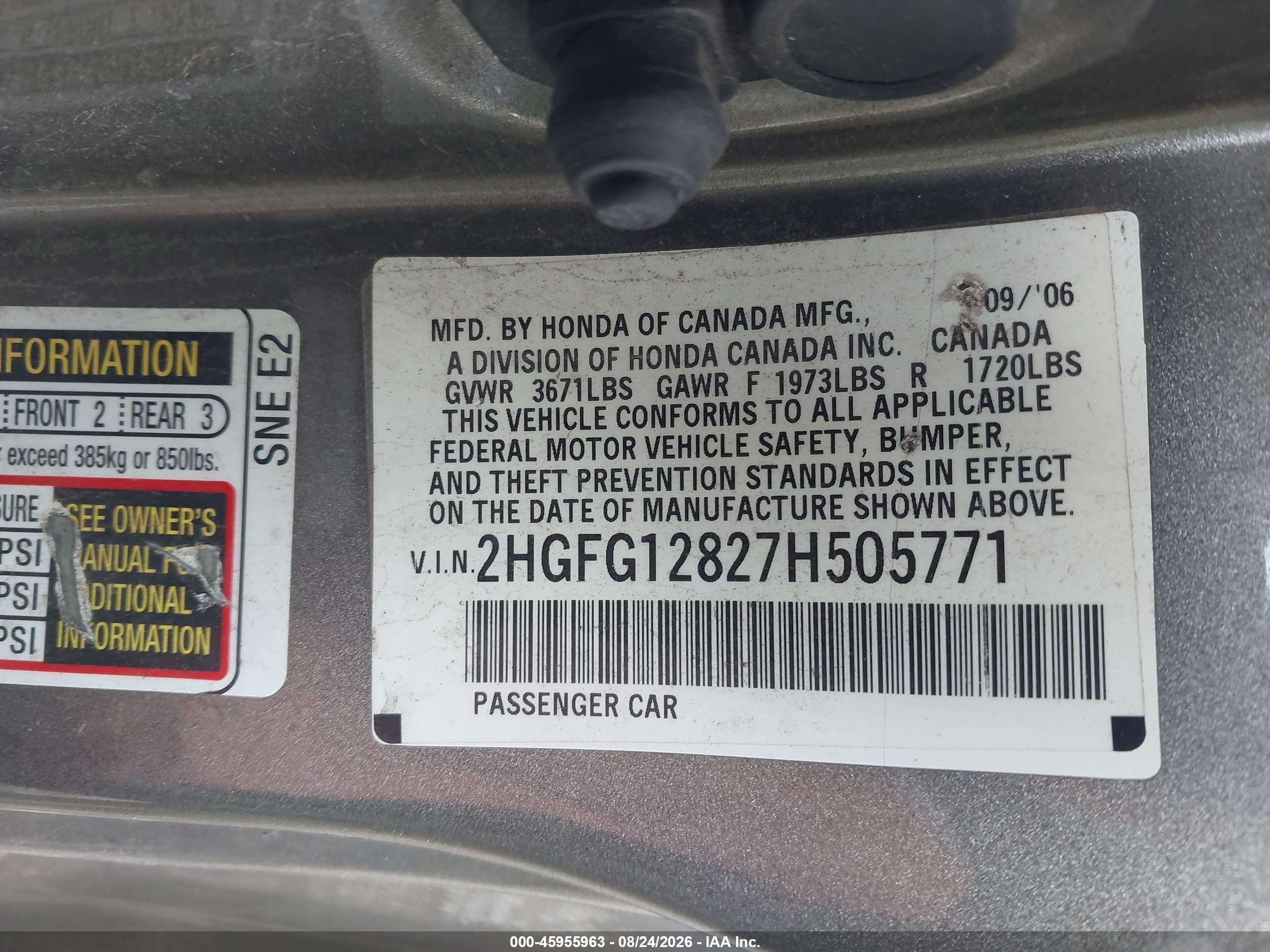 2007 Honda Civic Ex Brown vin: 2HGFG12827H505771