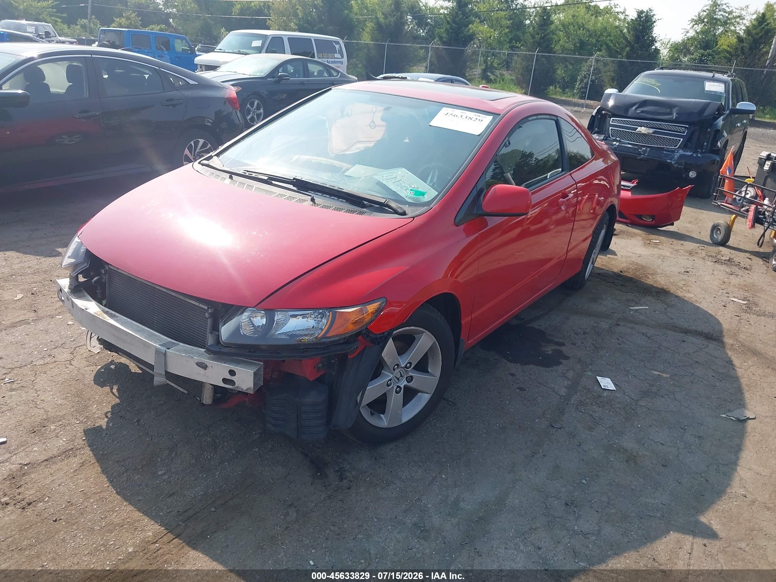 2007 Honda Civic Ex Red vin: 2HGFG12827H527804