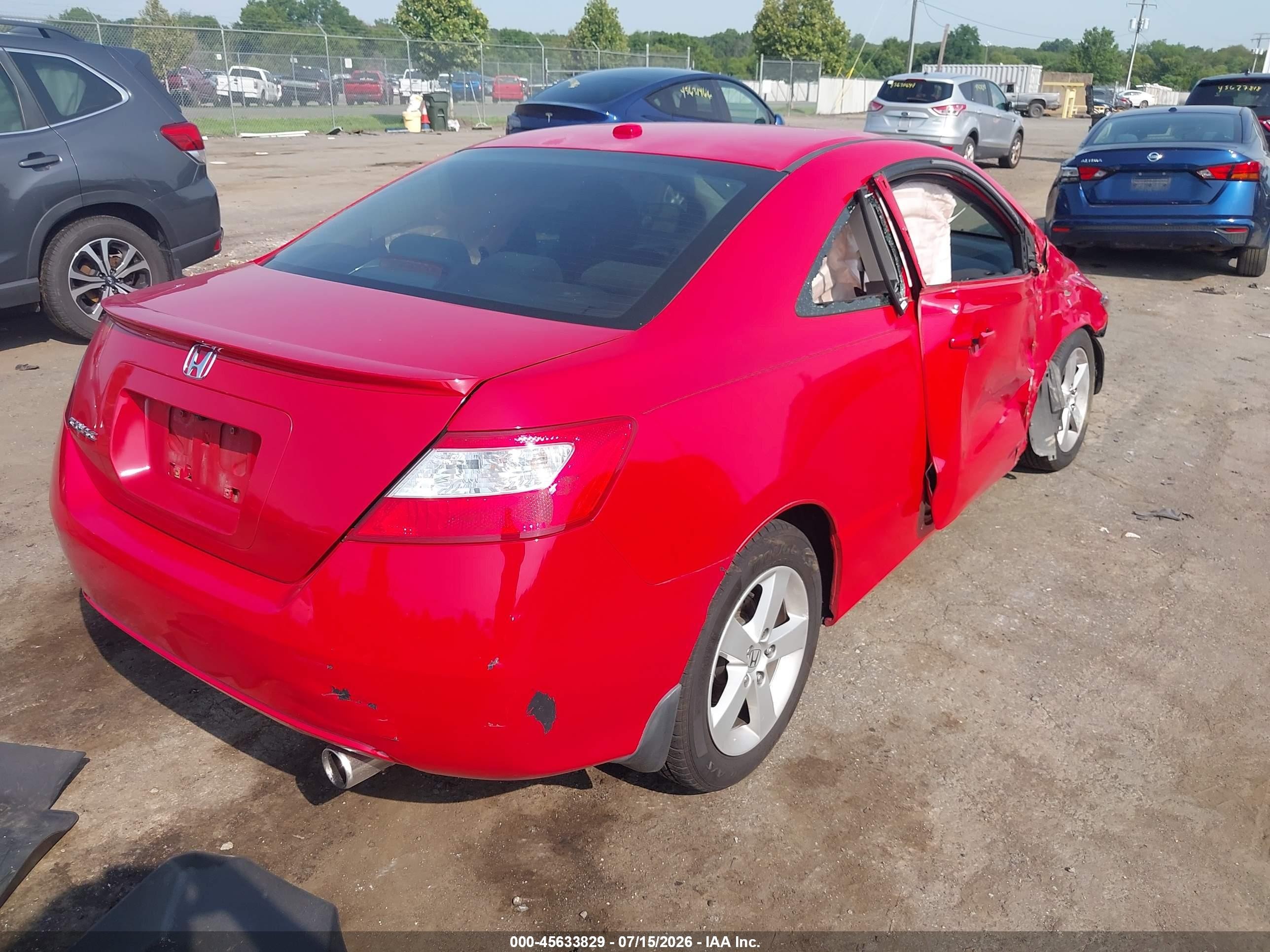 2007 Honda Civic Ex Red vin: 2HGFG12827H527804