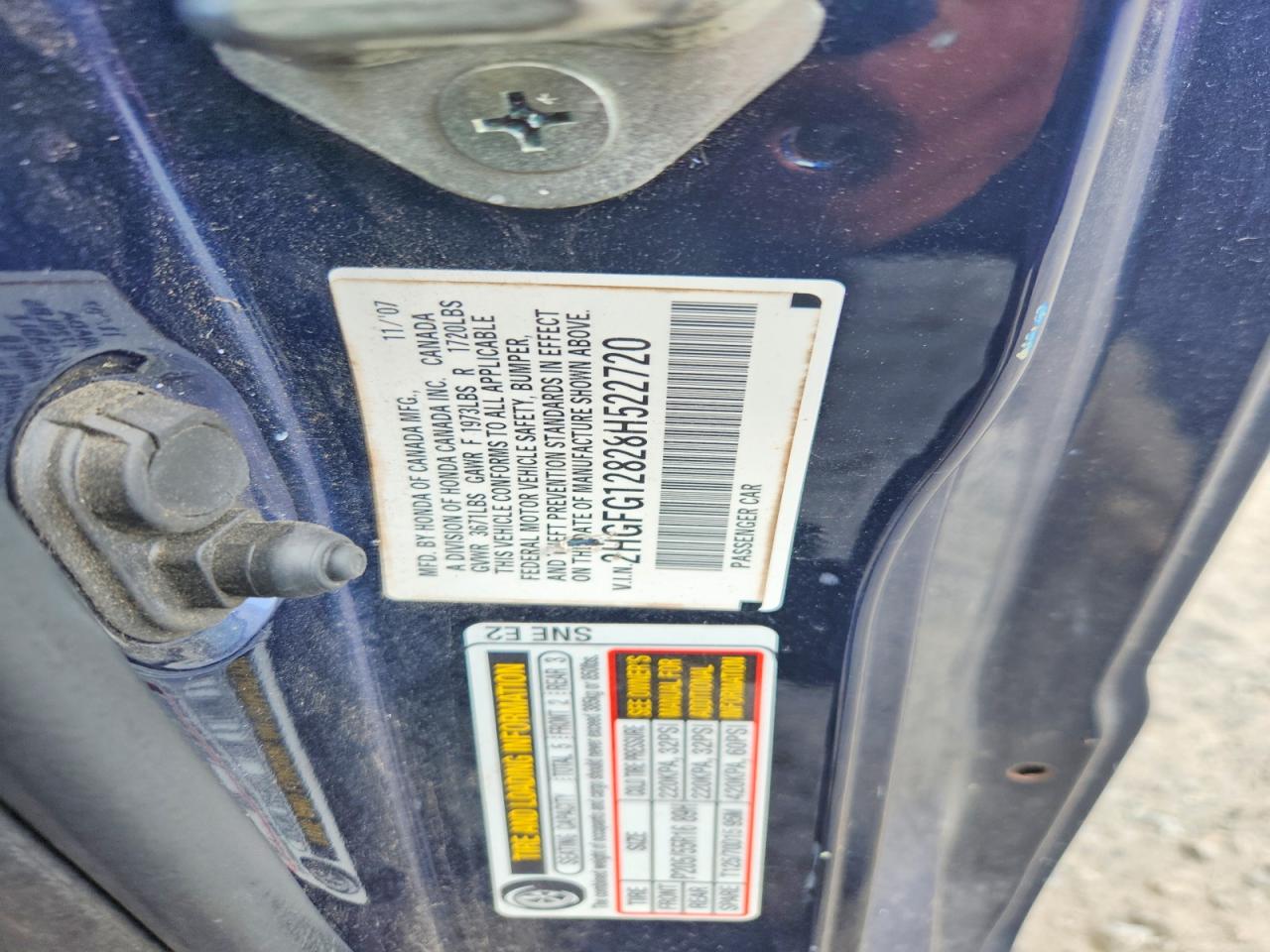 2008 Honda Civic Ex Blue vin: 2HGFG12828H522720