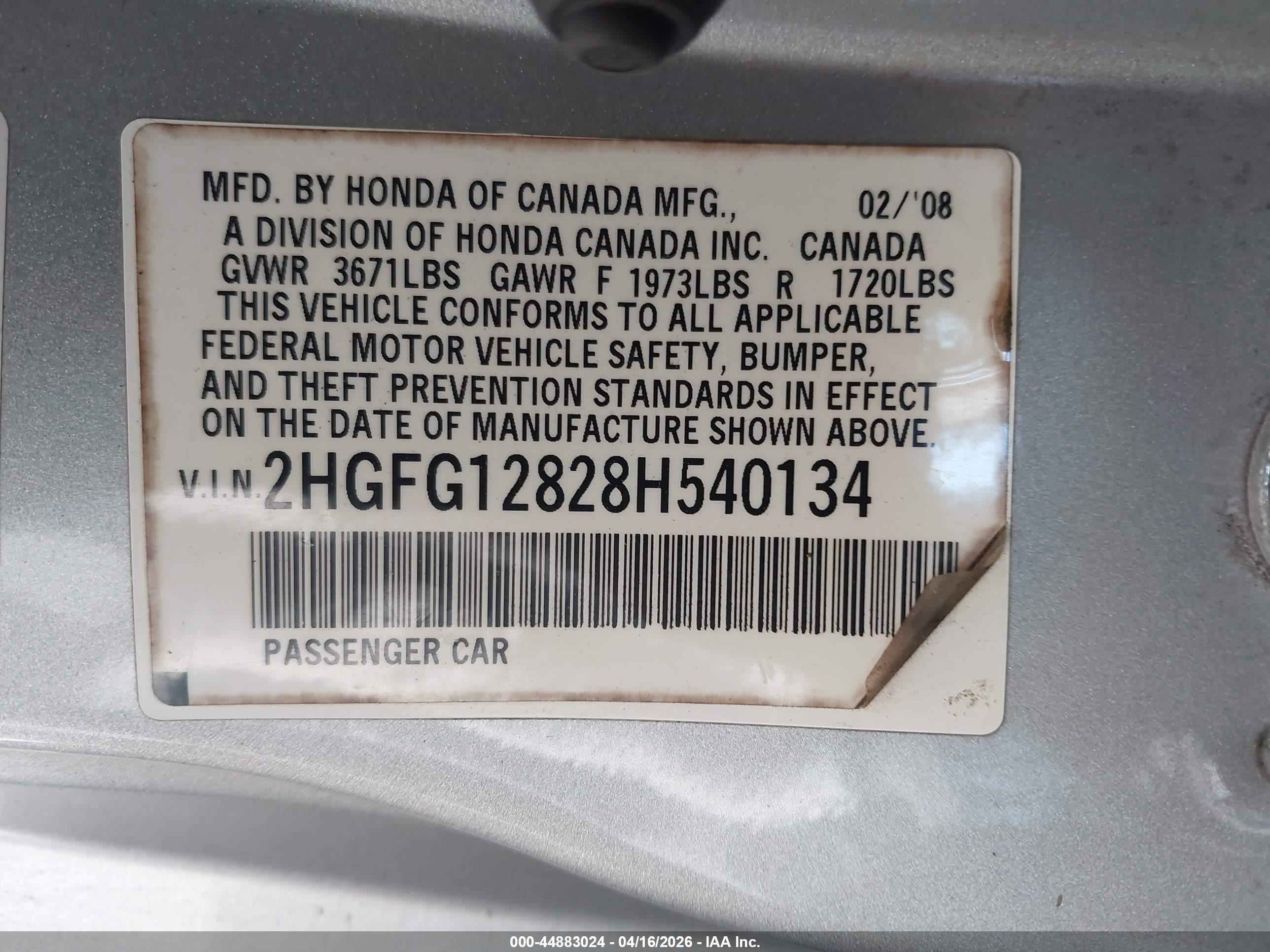 2008 Honda Civic Ex Silver vin: 2HGFG12828H540134