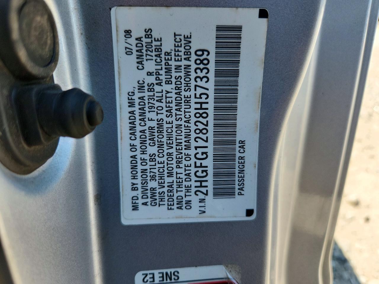 2008 Honda Civic Ex Silver vin: 2HGFG12828H573389