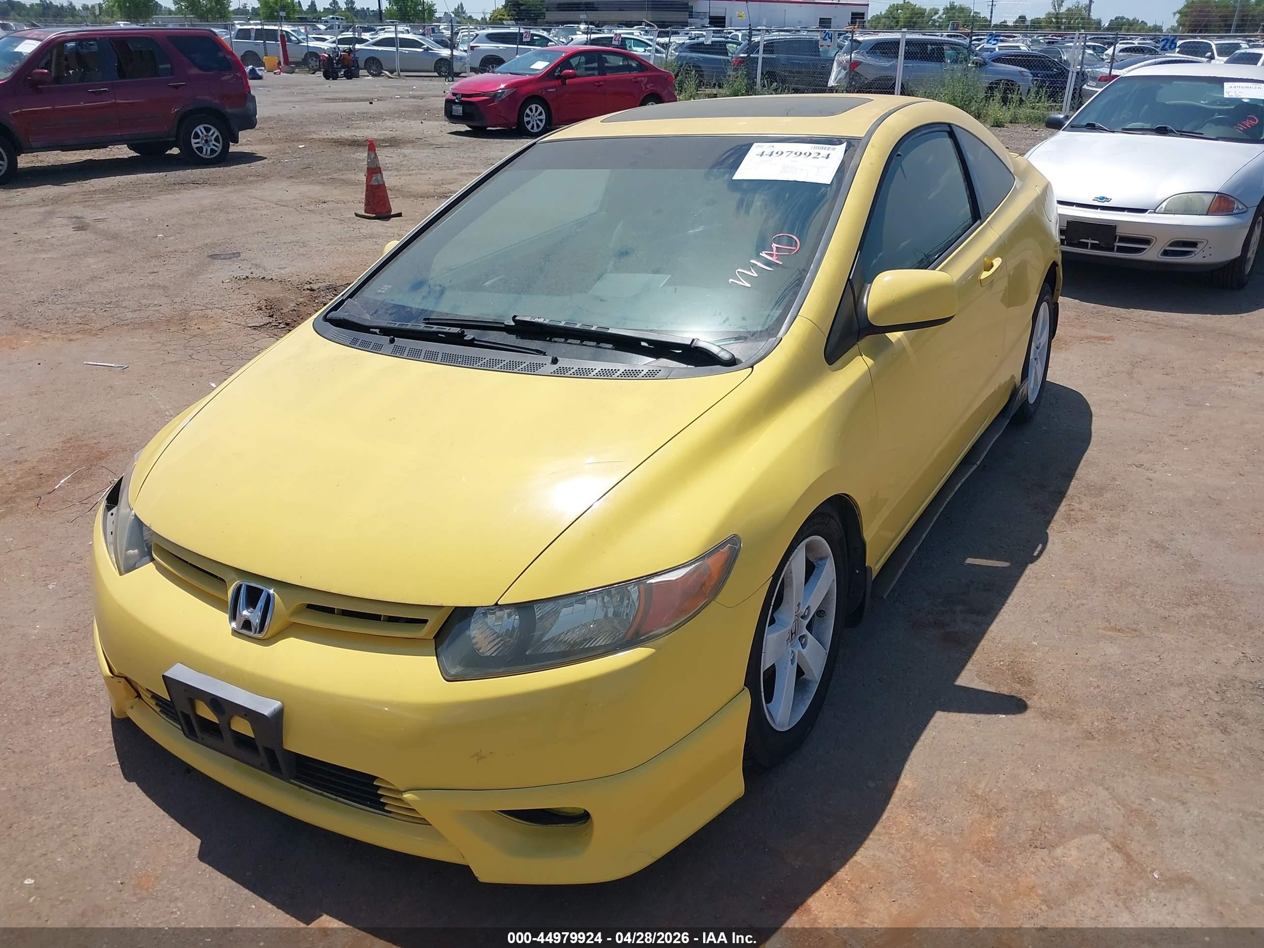 2008 Honda Civic Ex Yellow vin: 2HGFG12838H550445