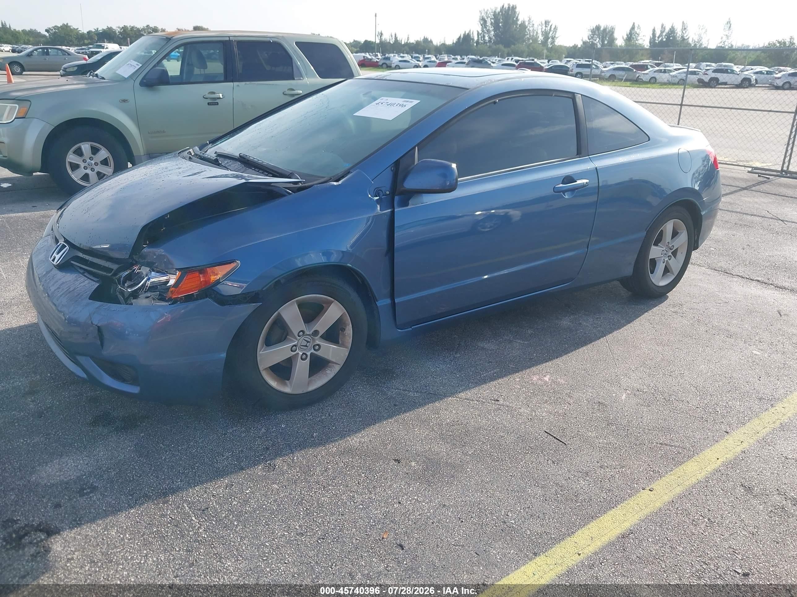 2007 Honda Civic Ex Blue vin: 2HGFG12847H573019