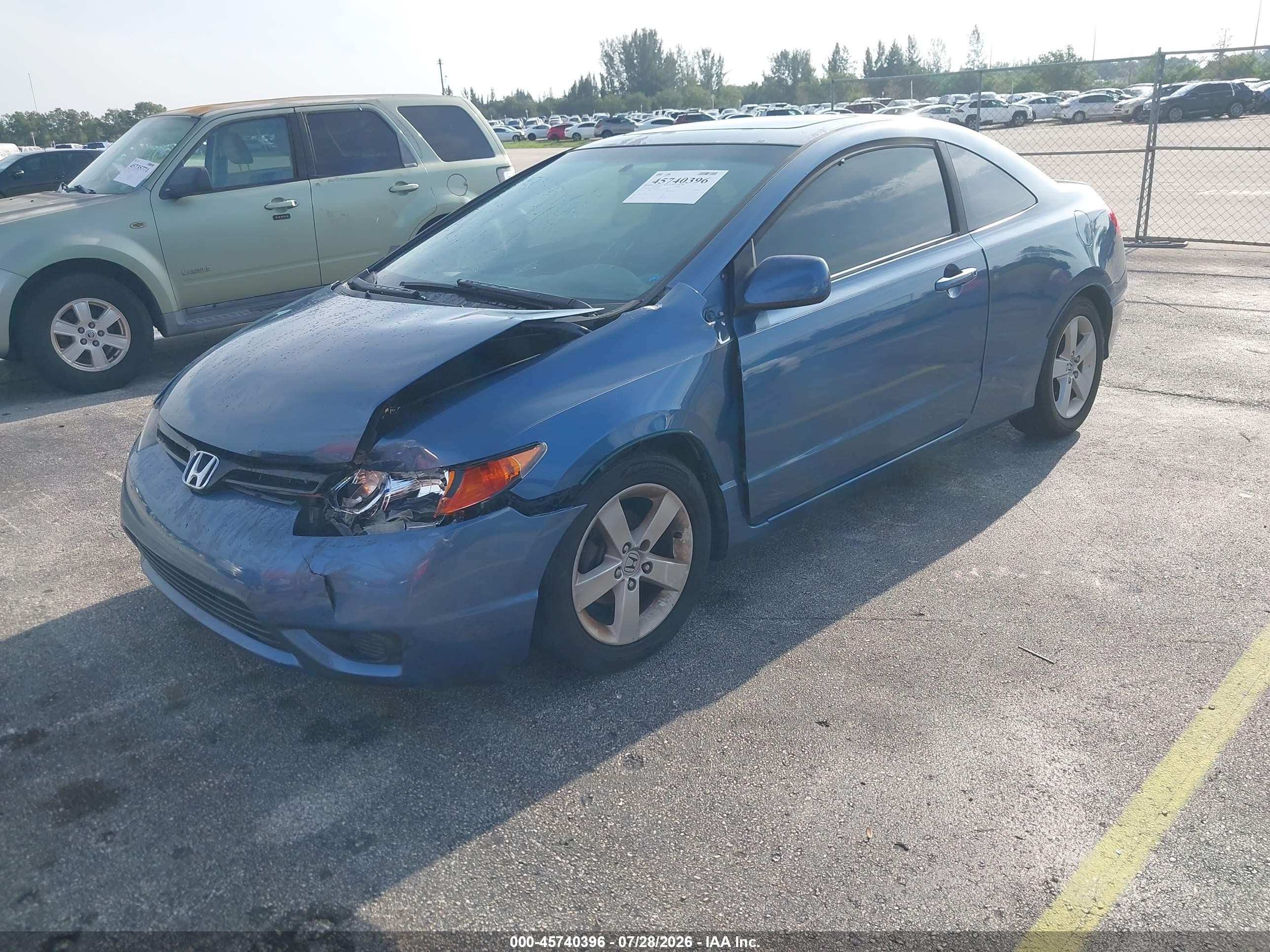 2007 Honda Civic Ex Blue vin: 2HGFG12847H573019