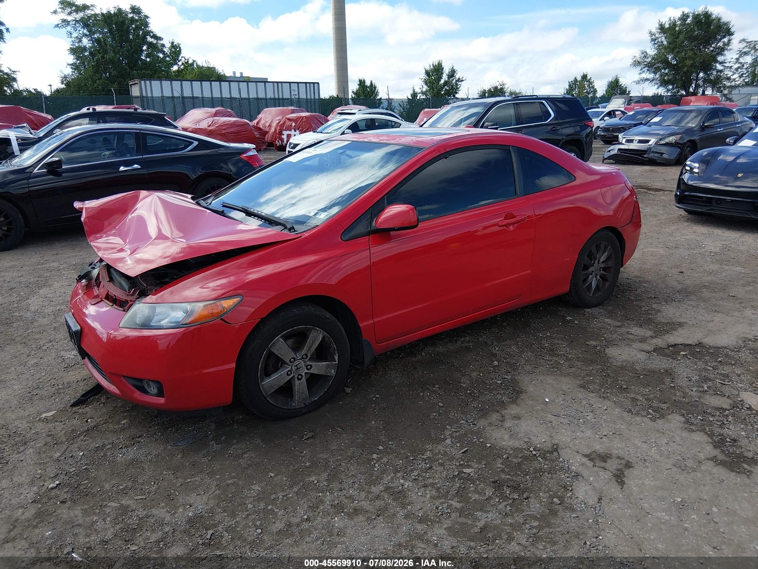 2008 Honda Civic Ex Red vin: 2HGFG12848H530334