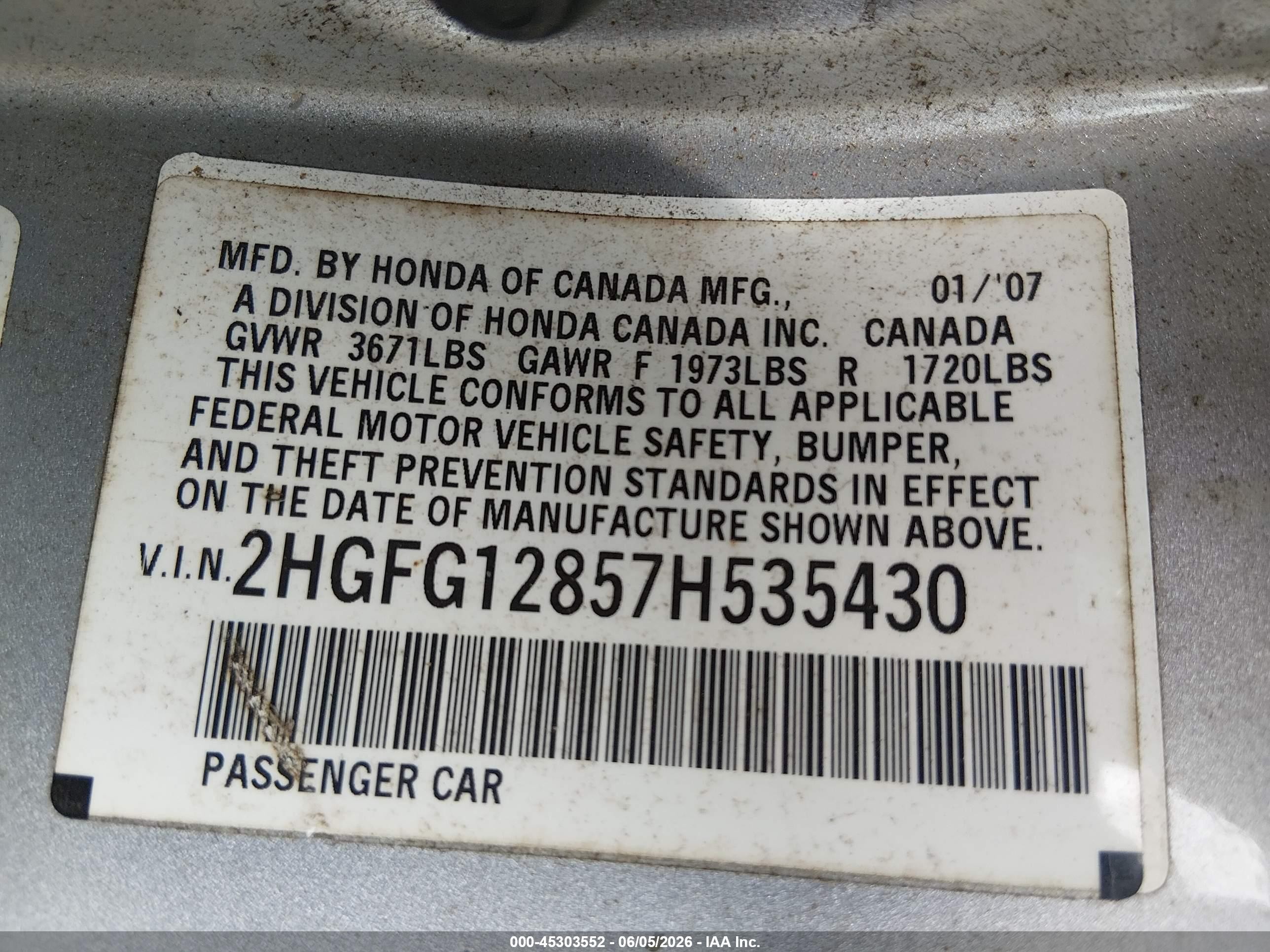 2007 Honda Civic Ex Silver vin: 2HGFG12857H535430