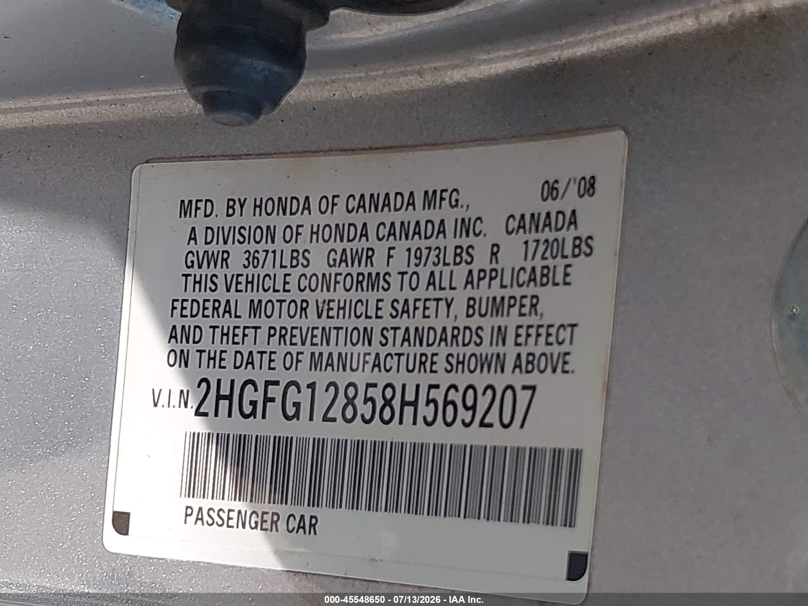 2008 Honda Civic Ex Silver vin: 2HGFG12858H569207