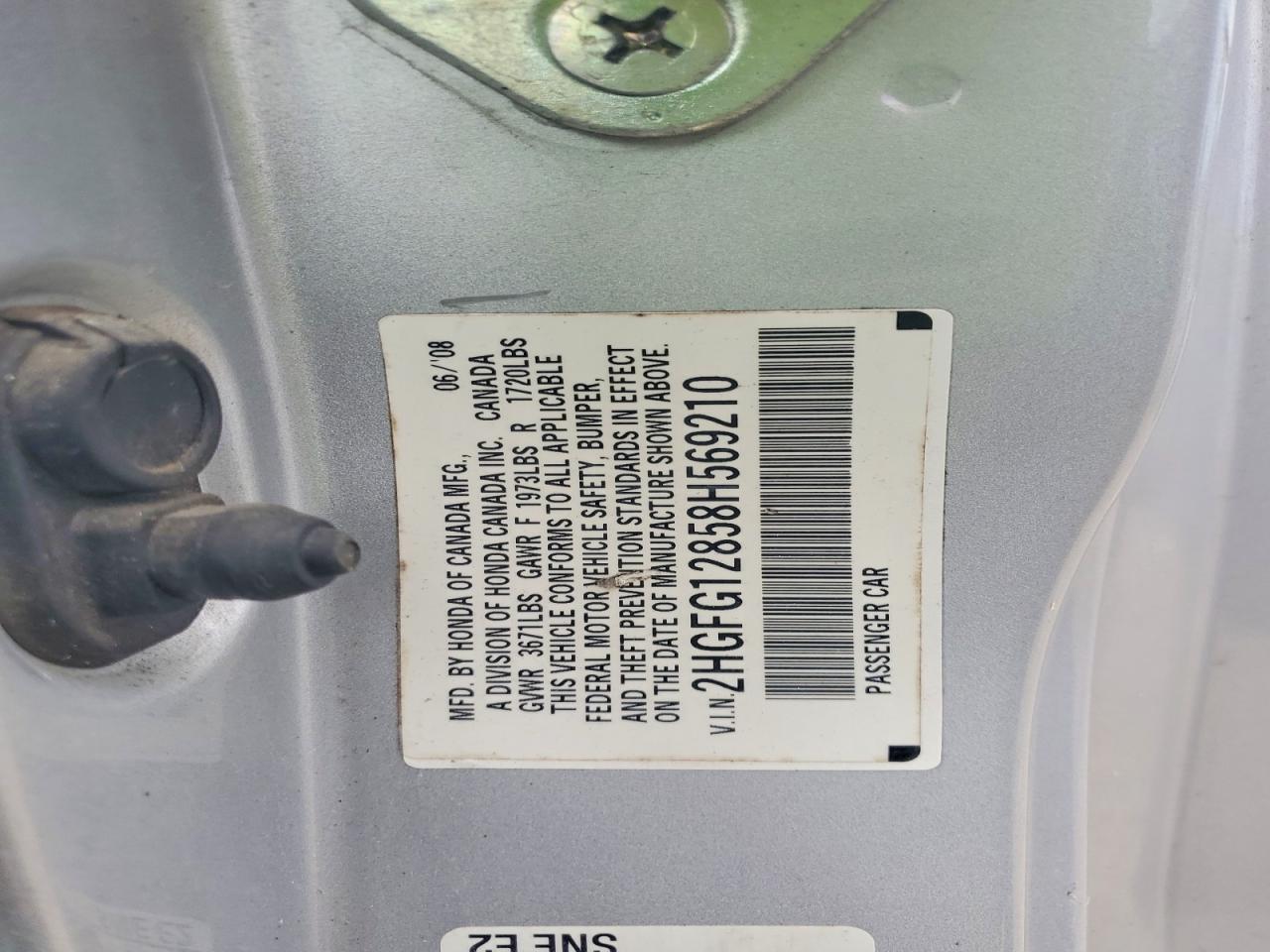 2008 Honda Civic Ex Silver vin: 2HGFG12858H569210