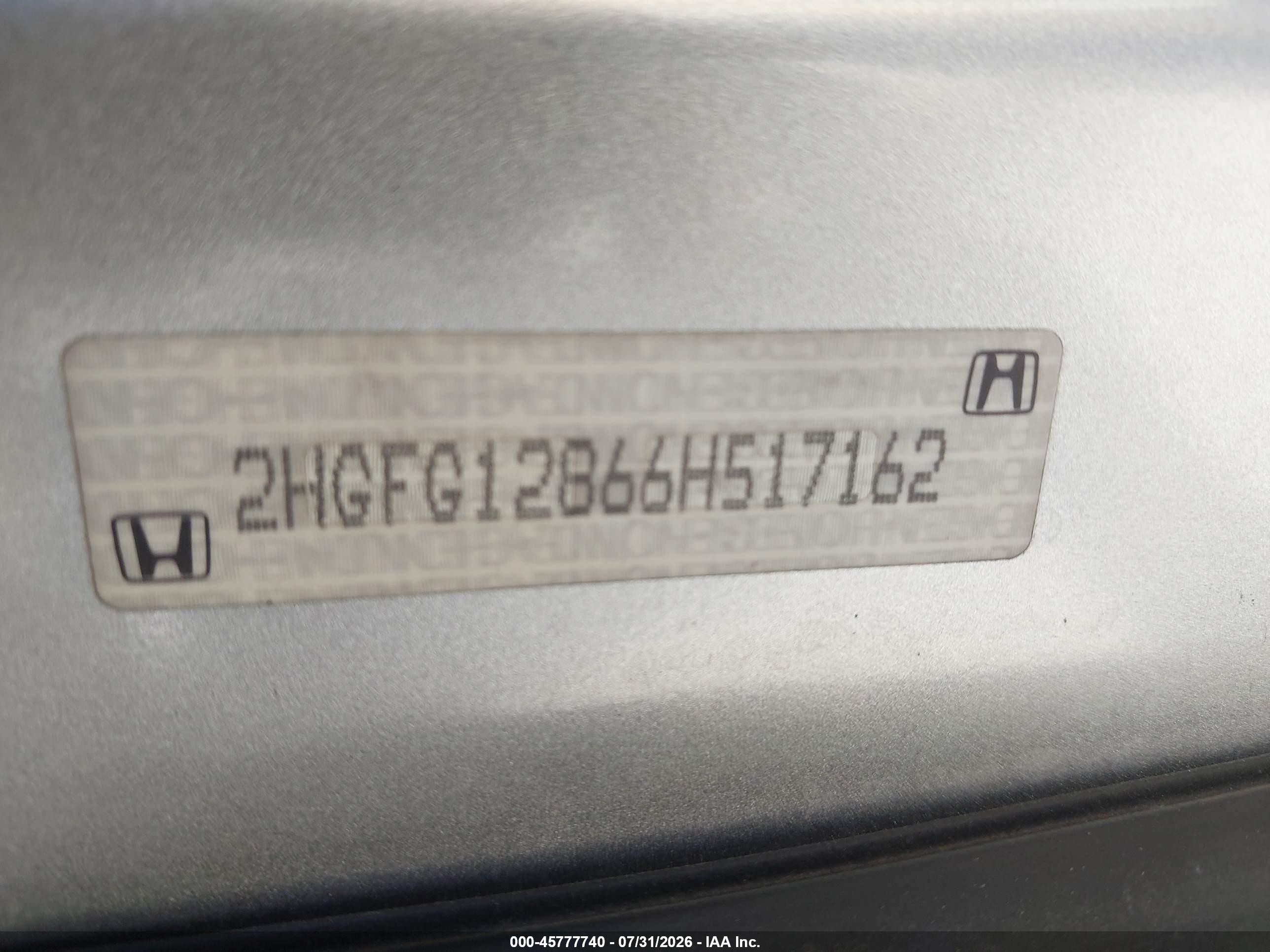 2006 Honda Civic Ex Silver vin: 2HGFG12866H517162
