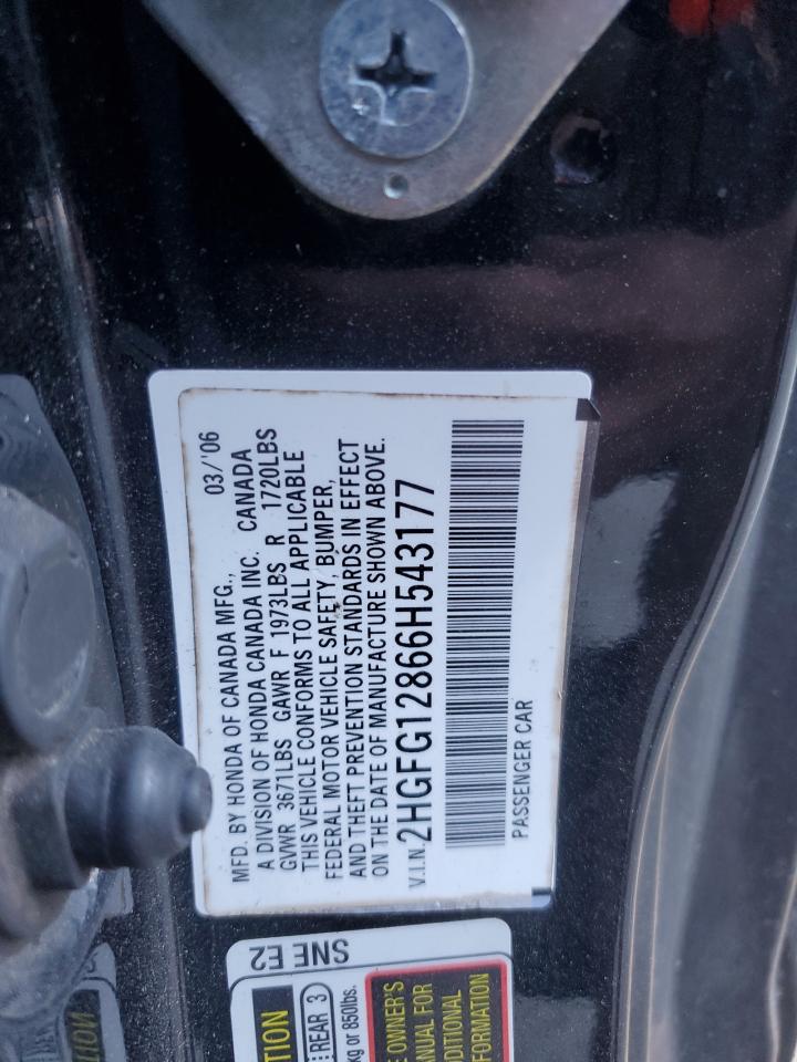 2006 Honda Civic Ex Black vin: 2HGFG12866H543177
