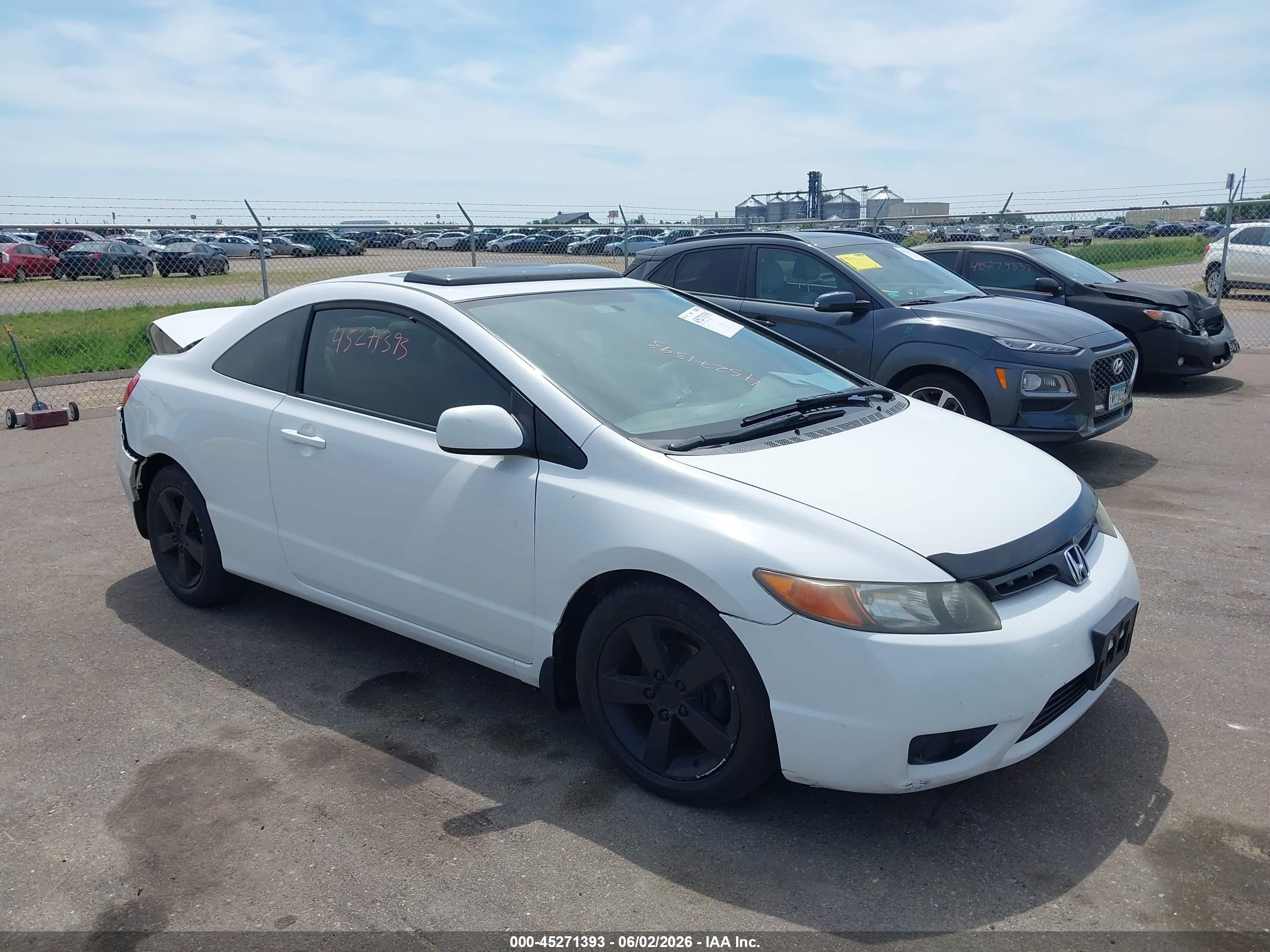 2007 Honda Civic Ex White vin: 2HGFG12867H575936