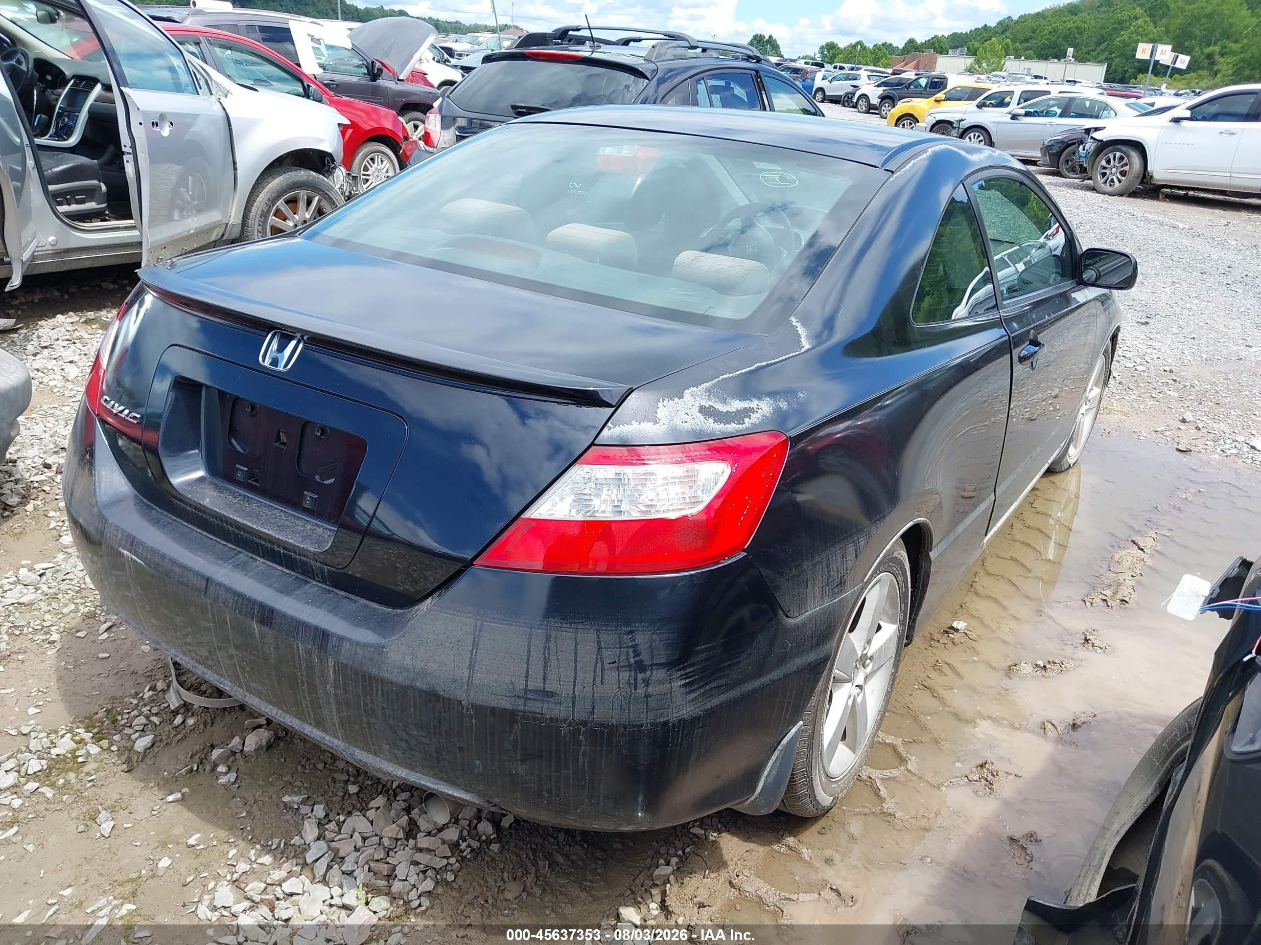2007 Honda Civic Ex Black vin: 2HGFG12867H578304