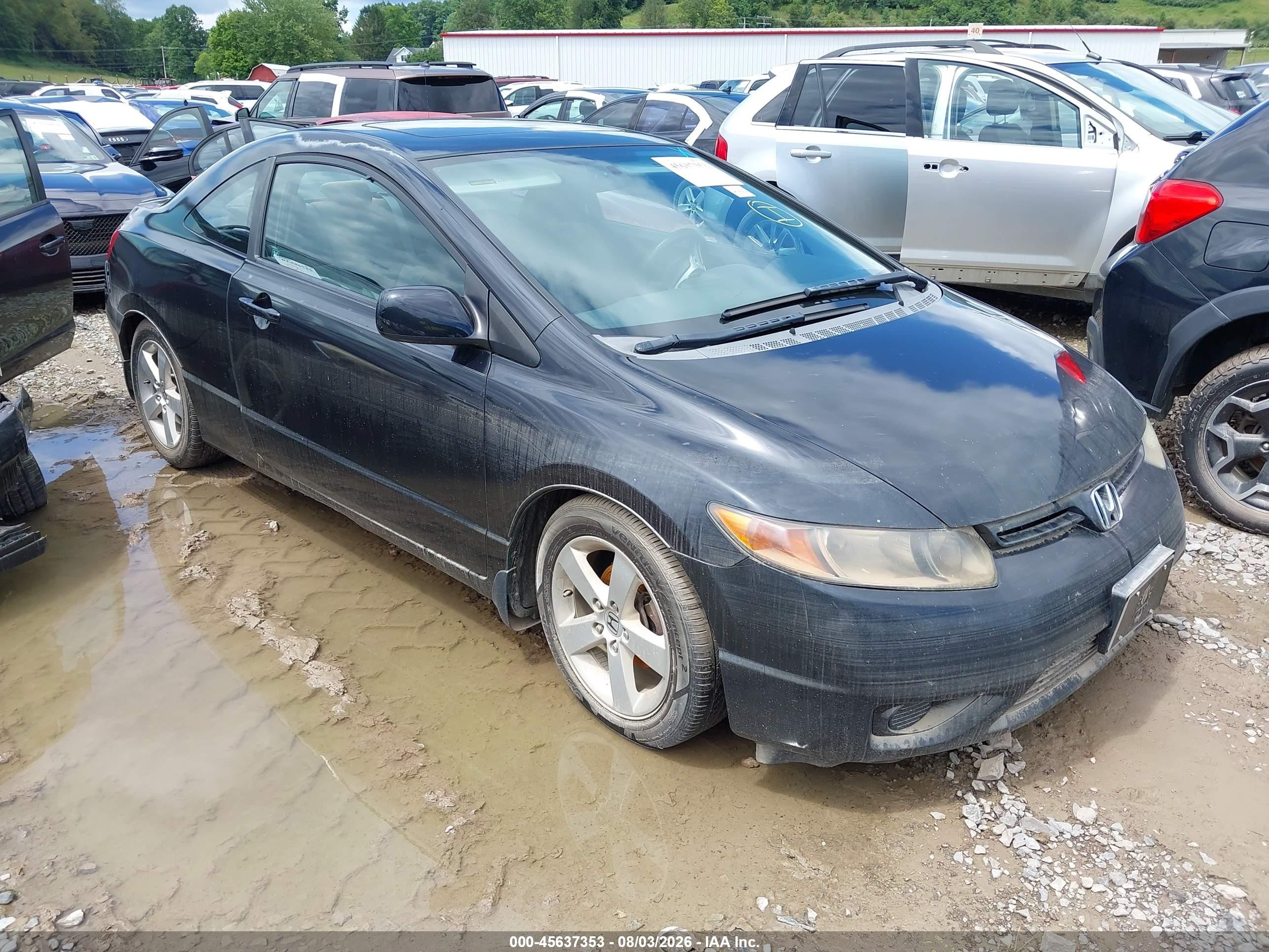 2007 Honda Civic Ex Black vin: 2HGFG12867H578304