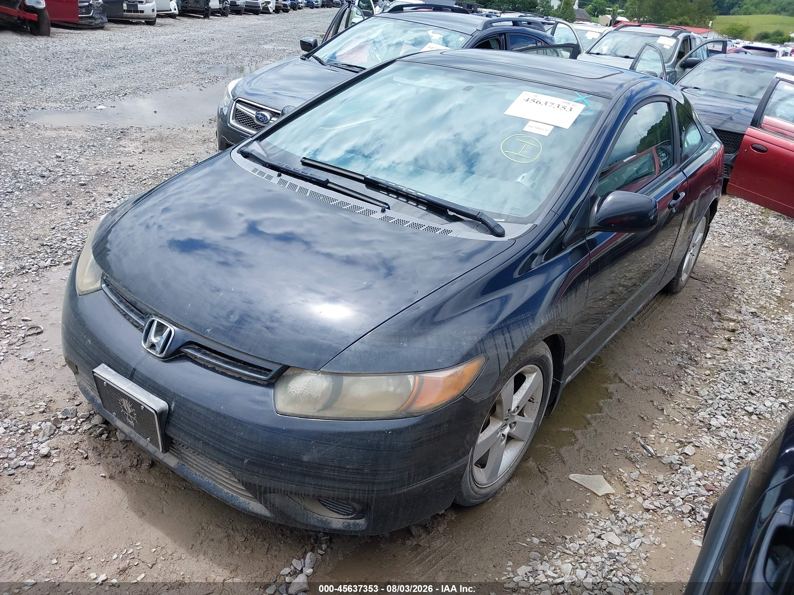 2007 Honda Civic Ex Black vin: 2HGFG12867H578304