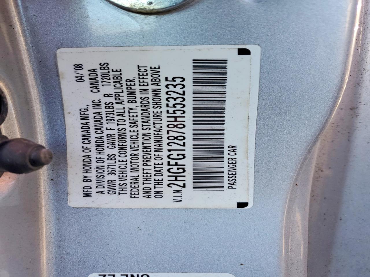 2008 Honda Civic Ex Silver vin: 2HGFG12878H553235