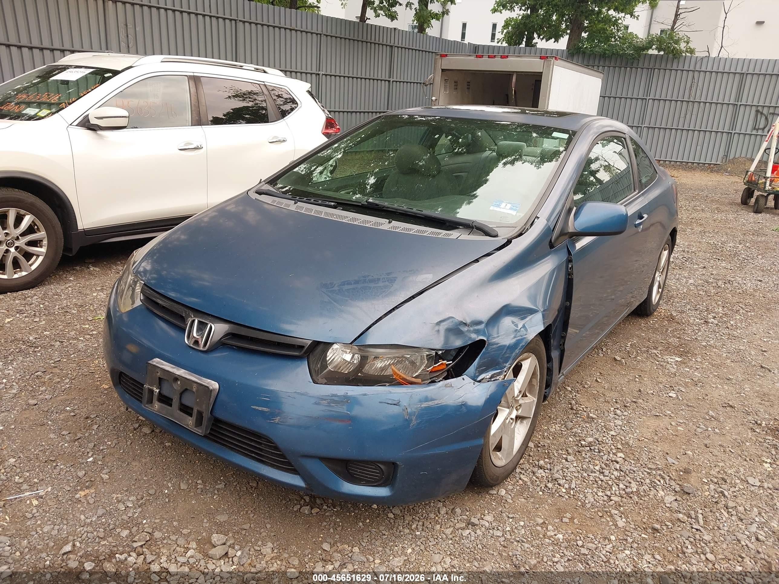2008 Honda Civic Ex Blue vin: 2HGFG12878H555292