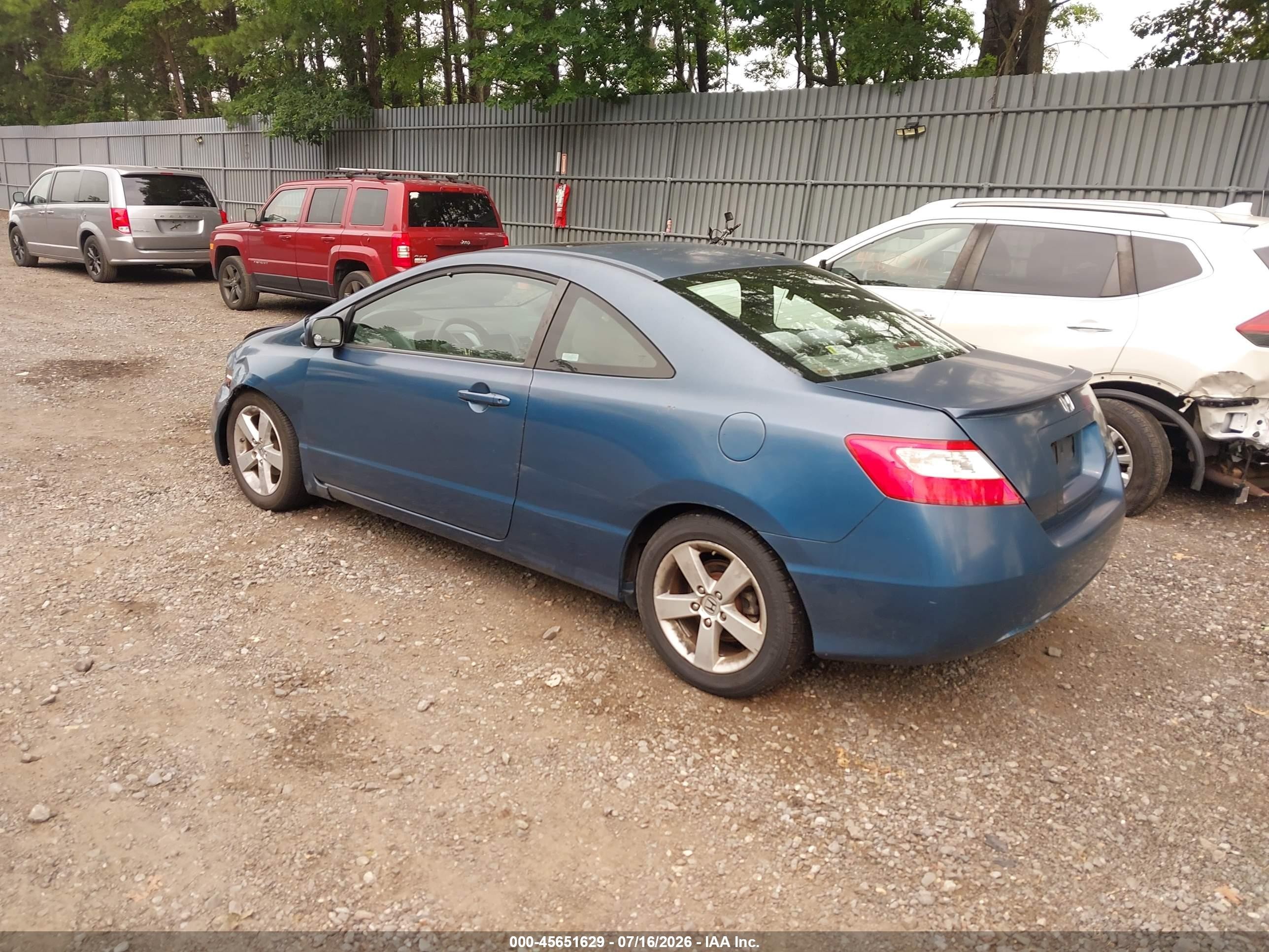 2008 Honda Civic Ex Blue vin: 2HGFG12878H555292