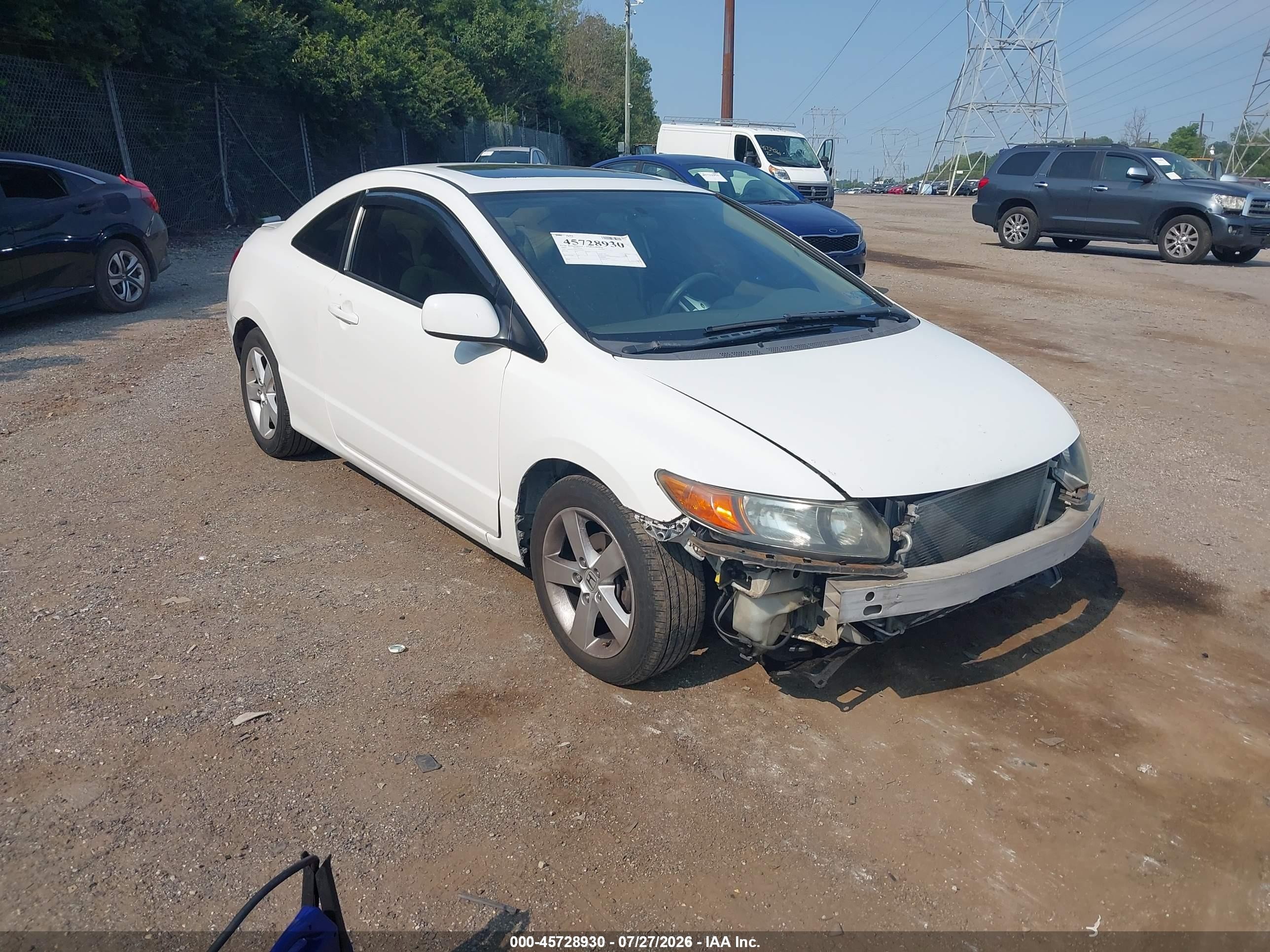 2006 Honda Civic Ex White vin: 2HGFG12886H502663