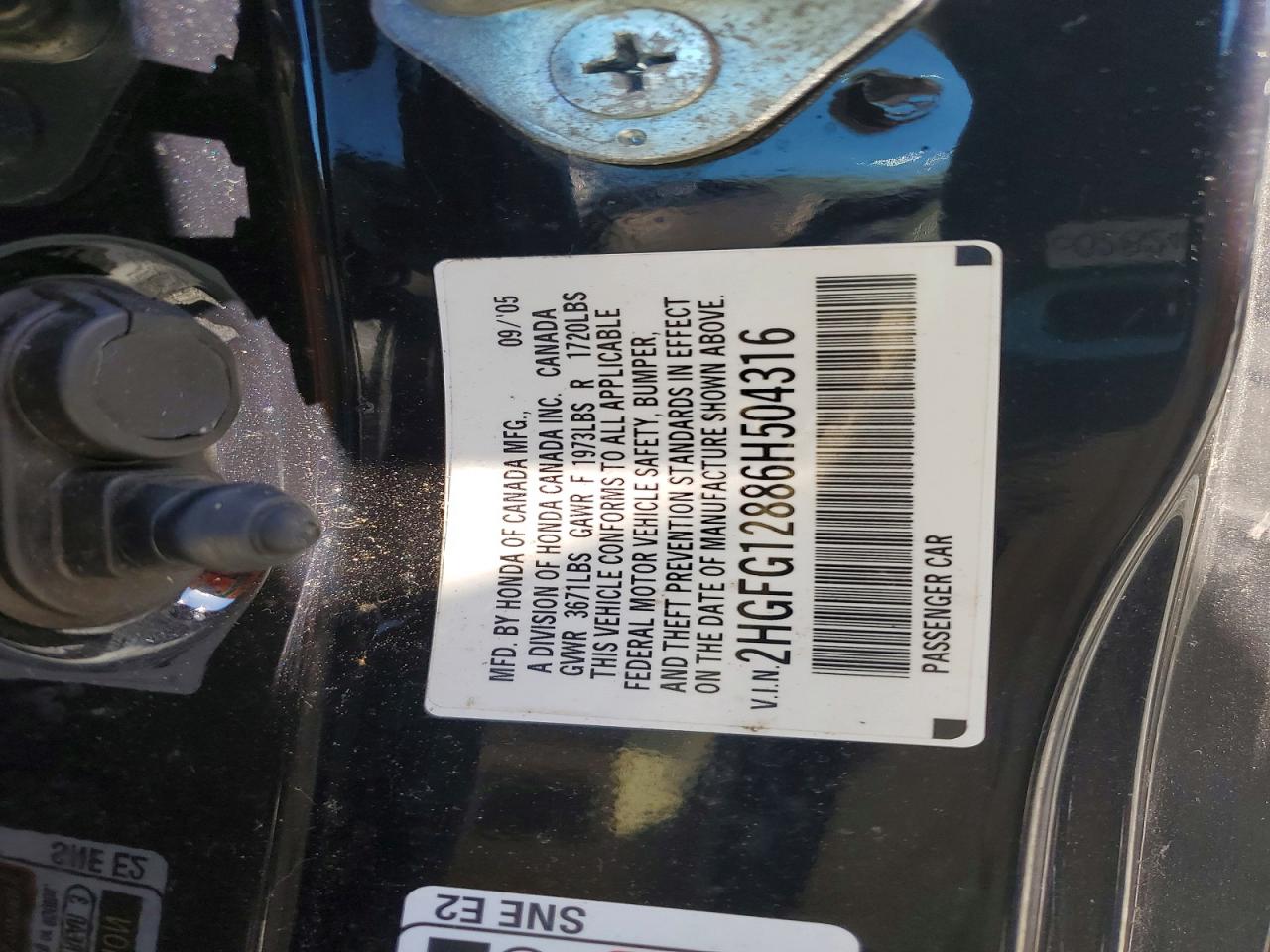 2006 Honda Civic Ex Black vin: 2HGFG12886H504316