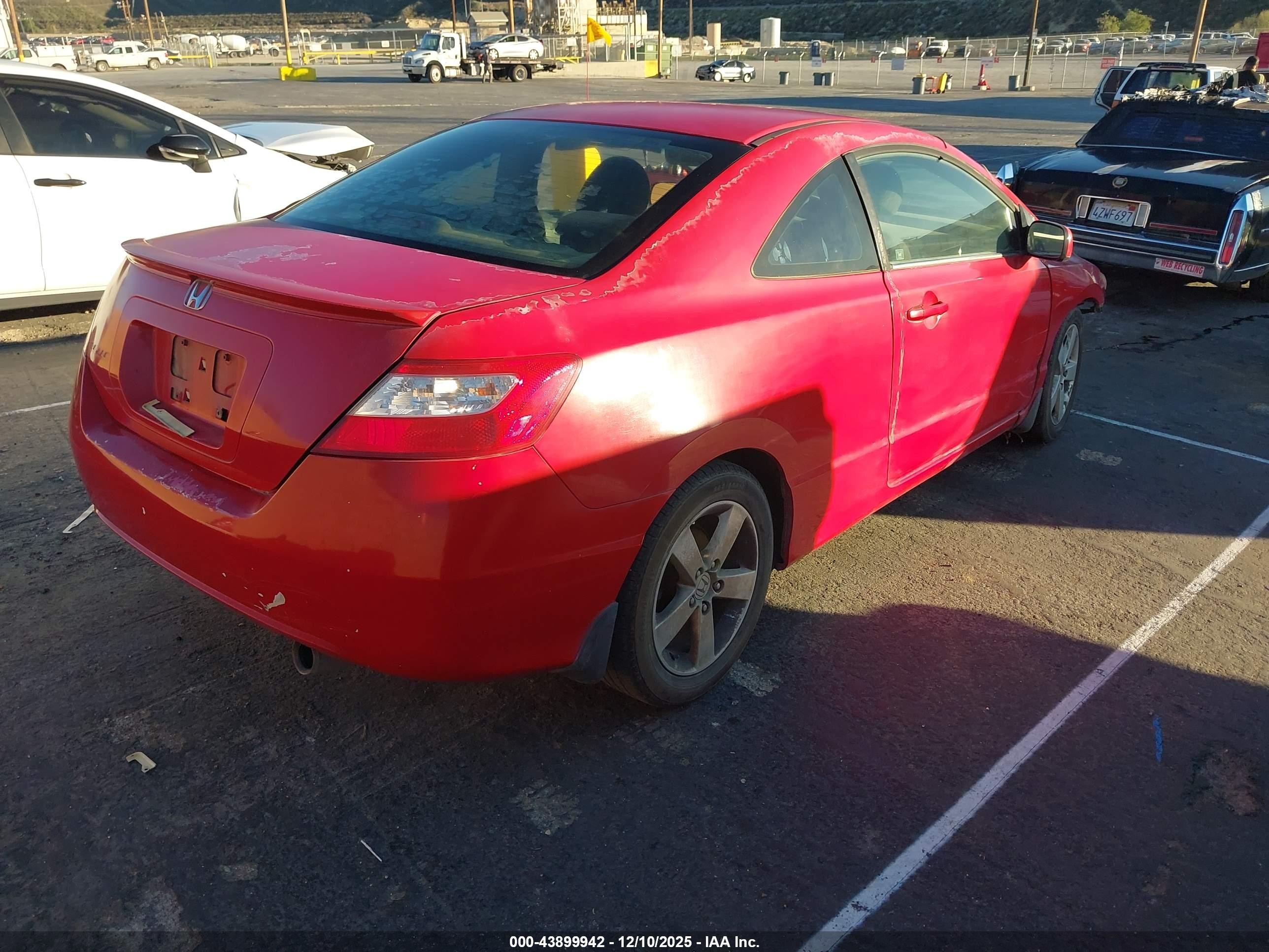 2007 Honda Civic Ex Red vin: 2HGFG12887H505578