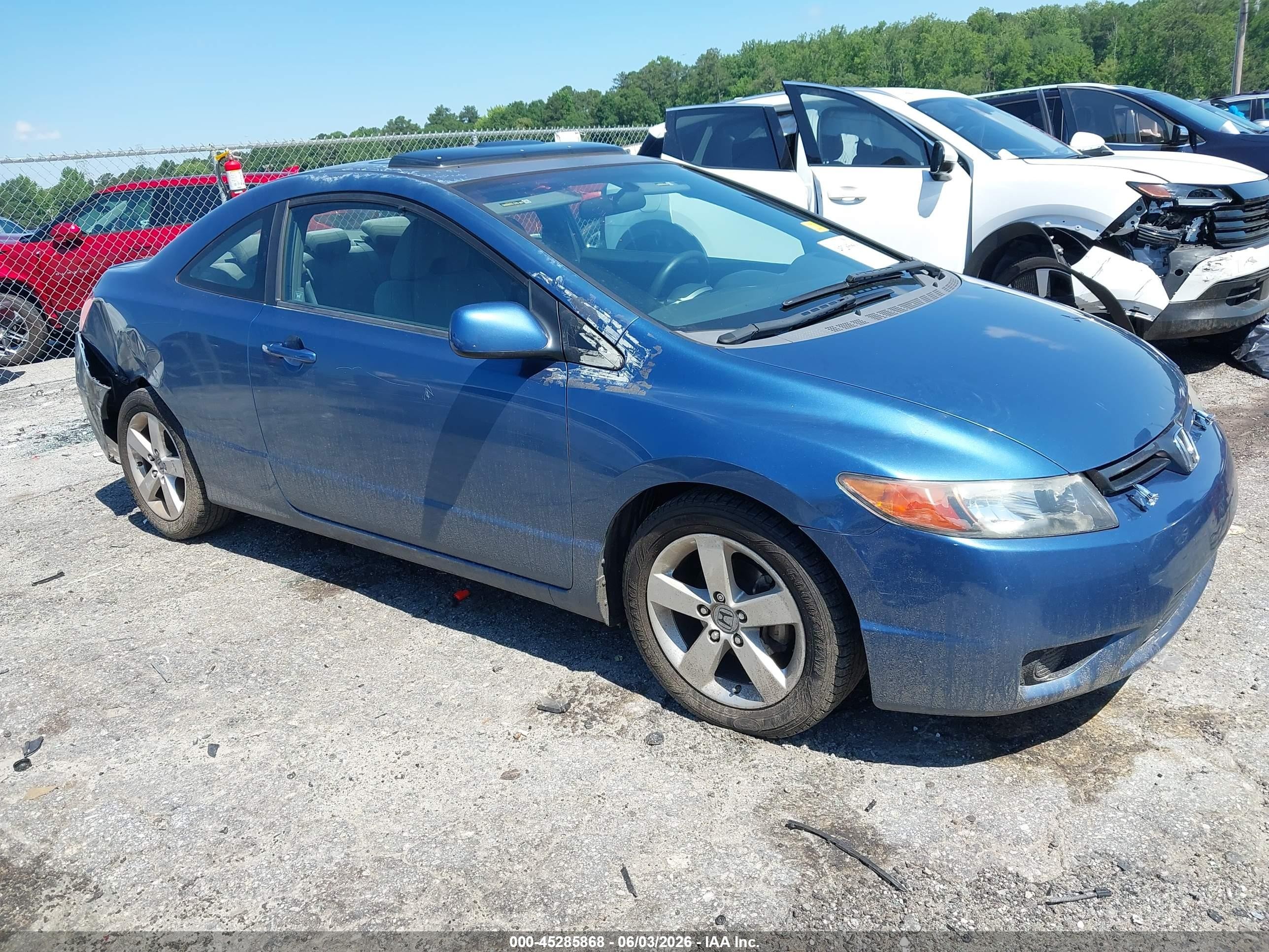 2008 Honda Civic Ex Blue vin: 2HGFG12888H525718