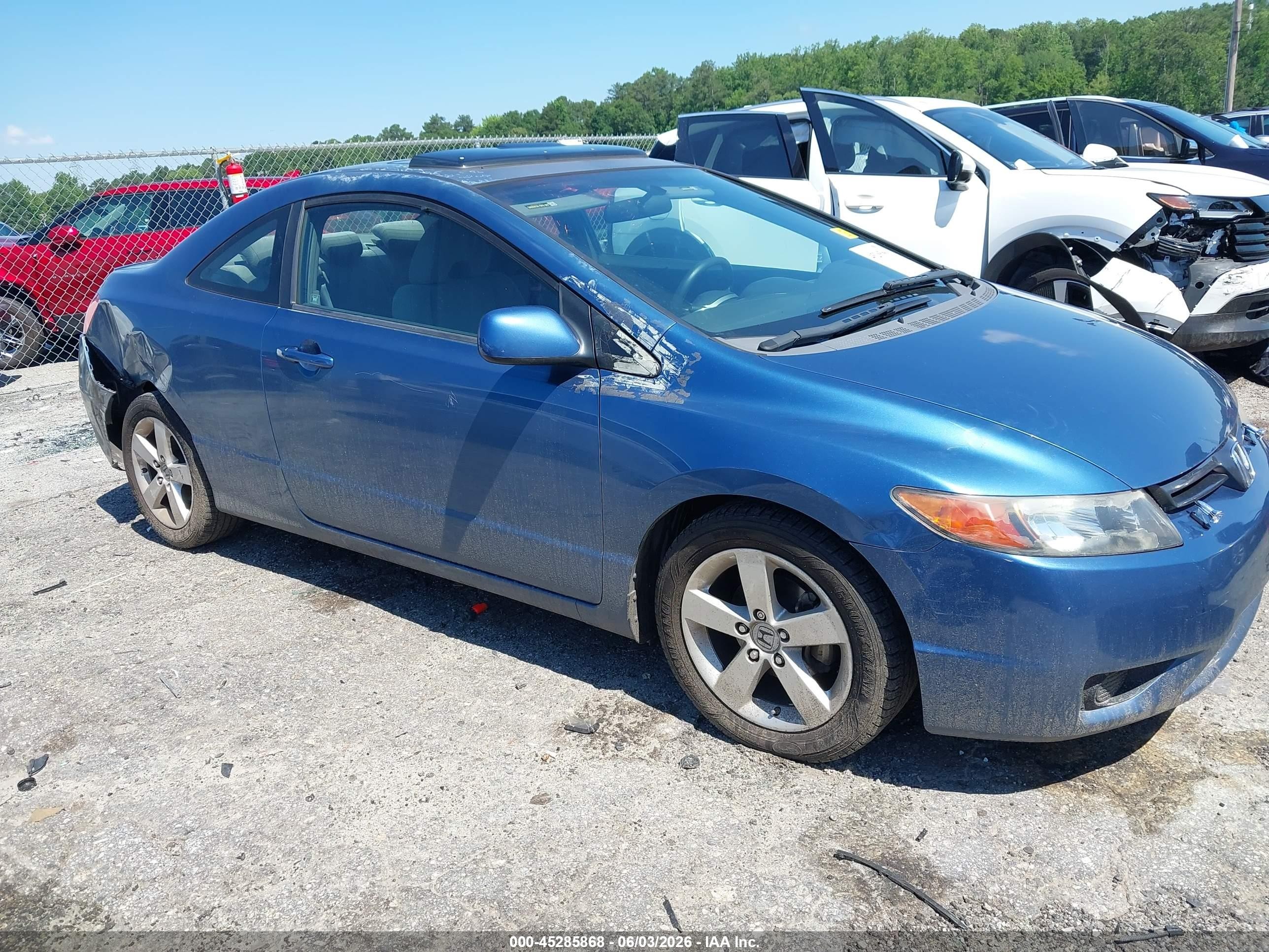 2008 Honda Civic Ex Blue vin: 2HGFG12888H525718
