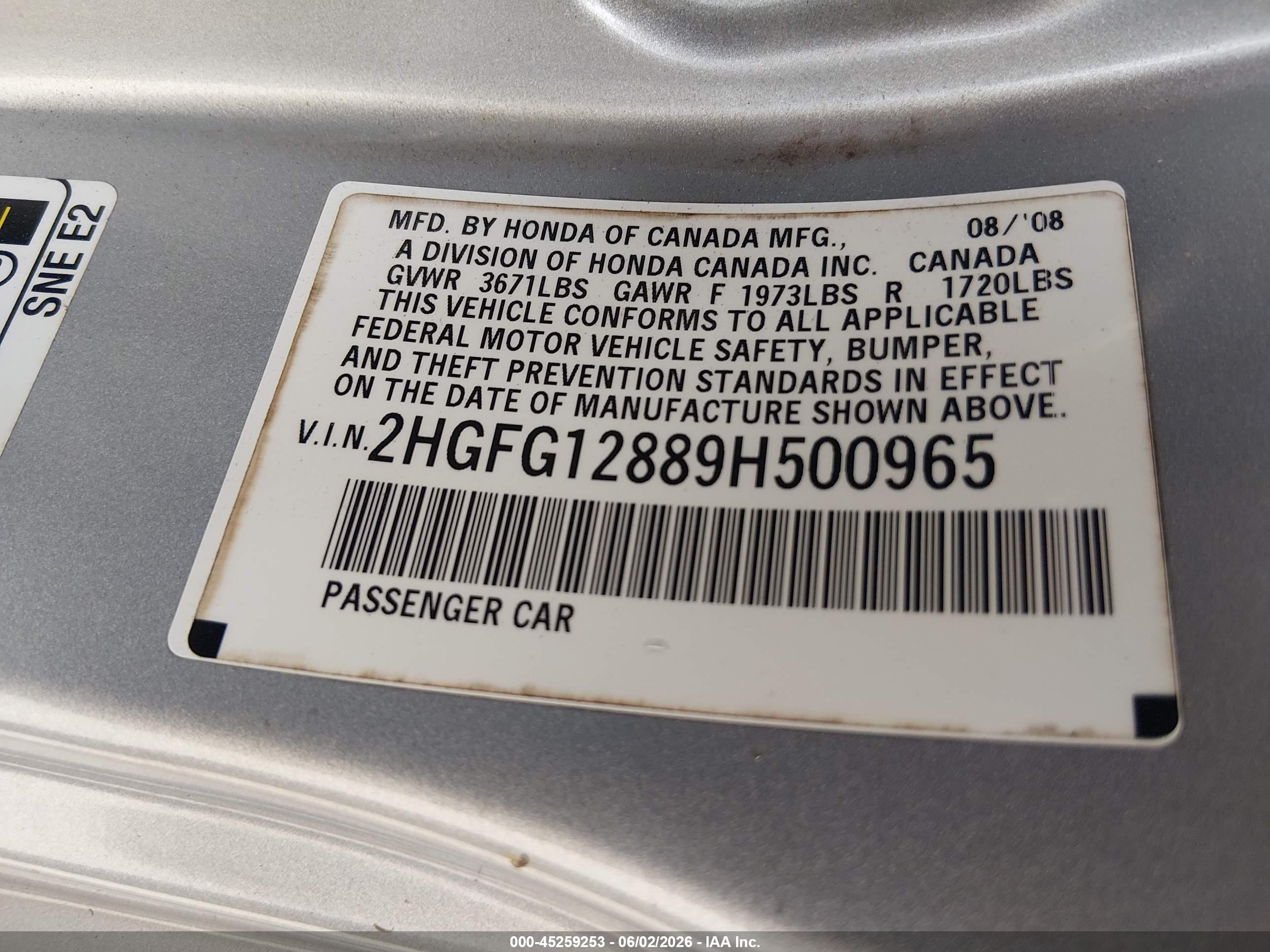 2009 Honda Civic Ex Gray vin: 2HGFG12889H500965