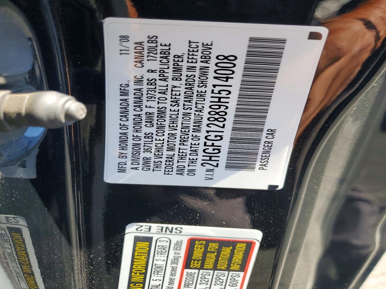 2009 Honda Civic Ex Black vin: 2HGFG12889H514008