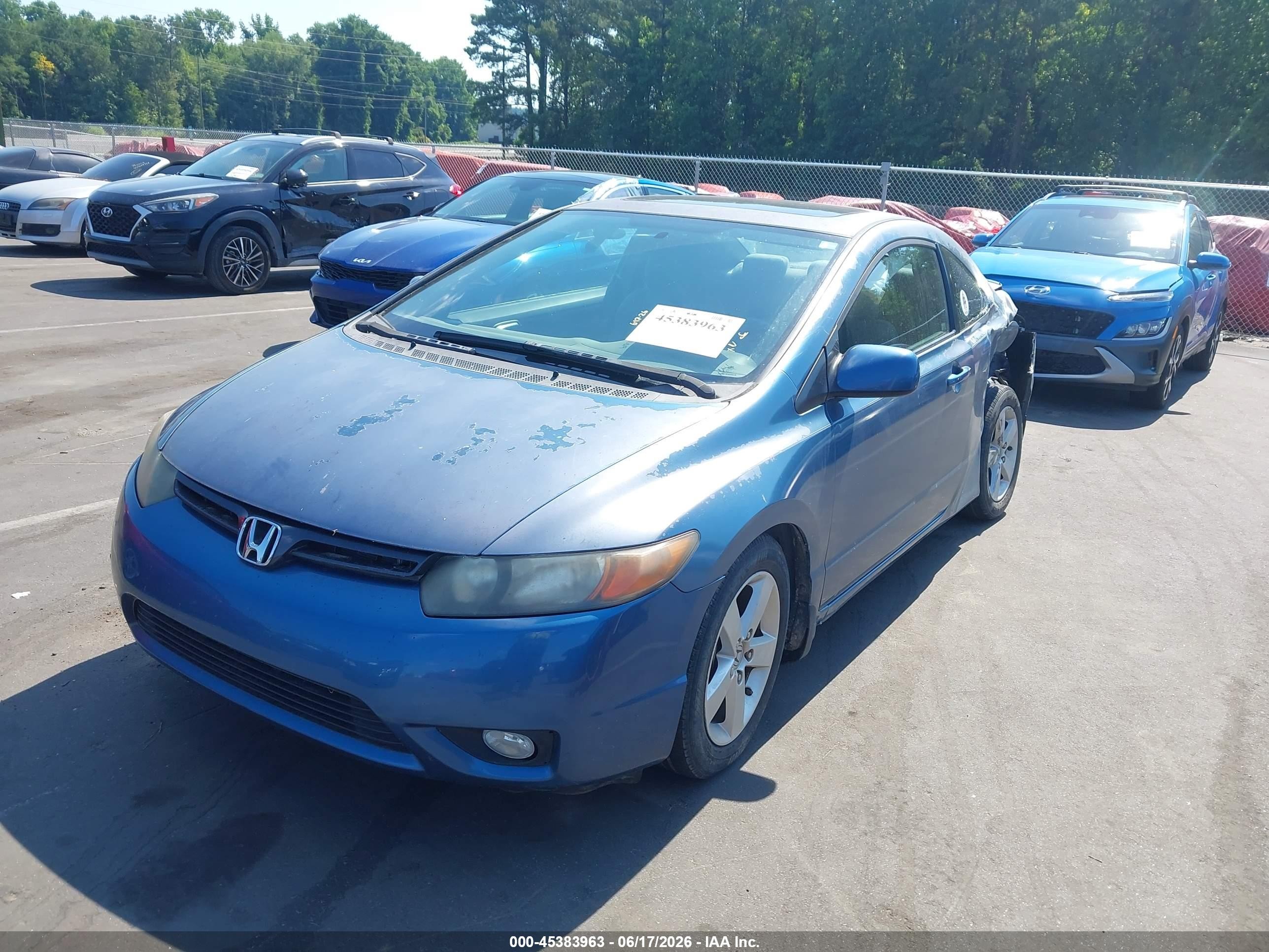 2008 Honda Civic Ex Light Blue vin: 2HGFG12898H577651