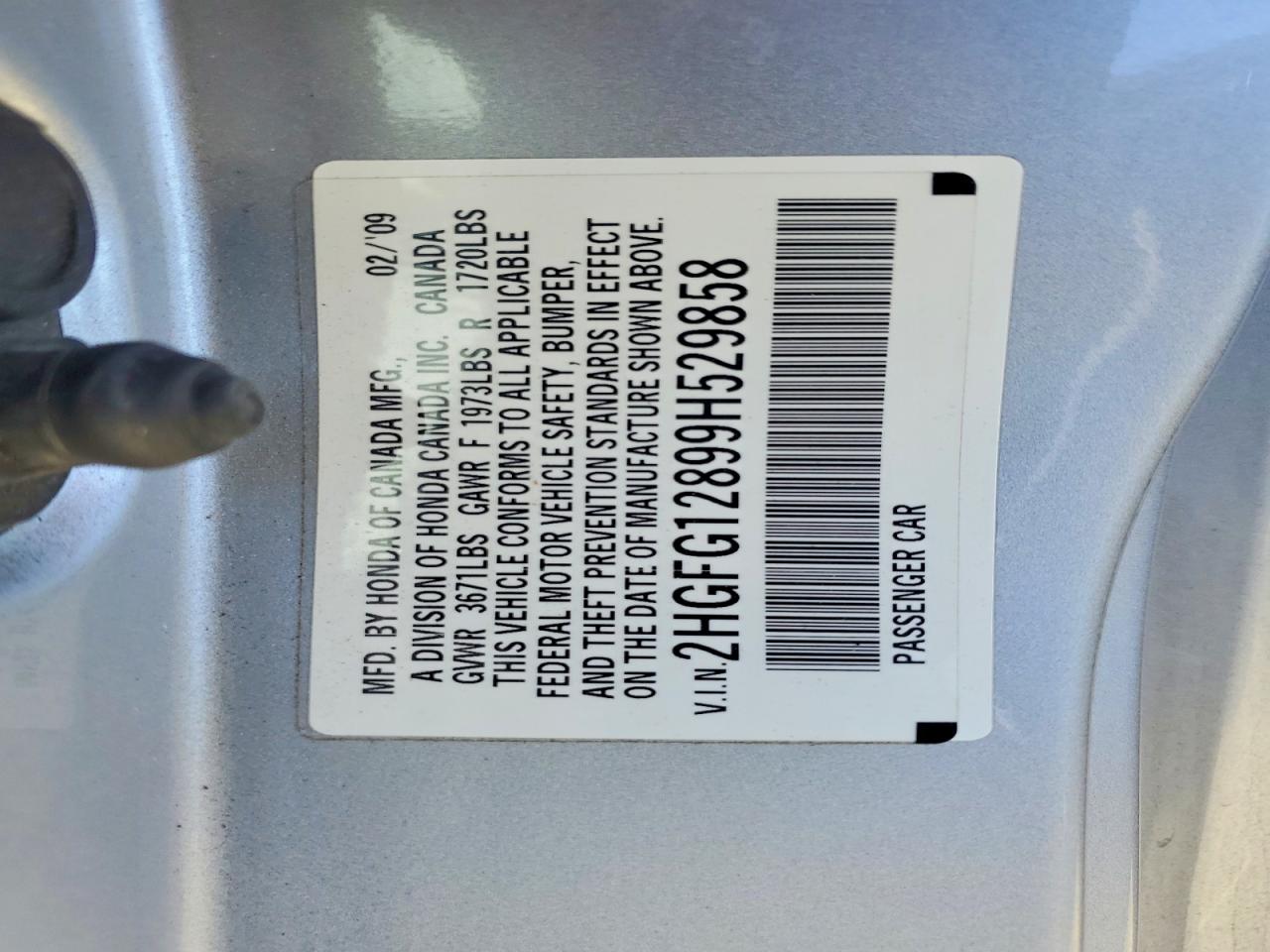 2009 Honda Civic Ex Silver vin: 2HGFG12899H529858