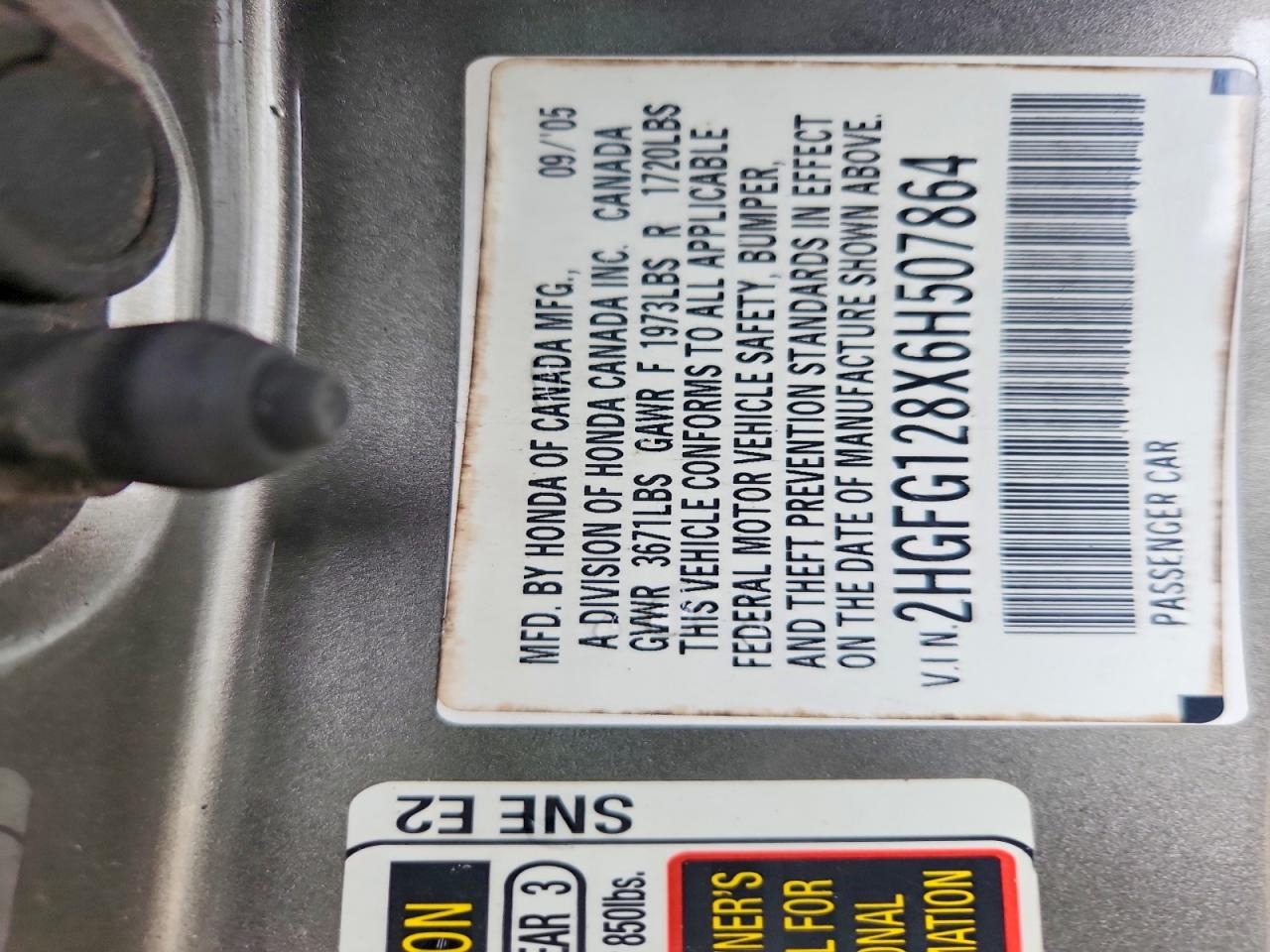 2006 Honda Civic Ex Silver vin: 2HGFG128X6H507864