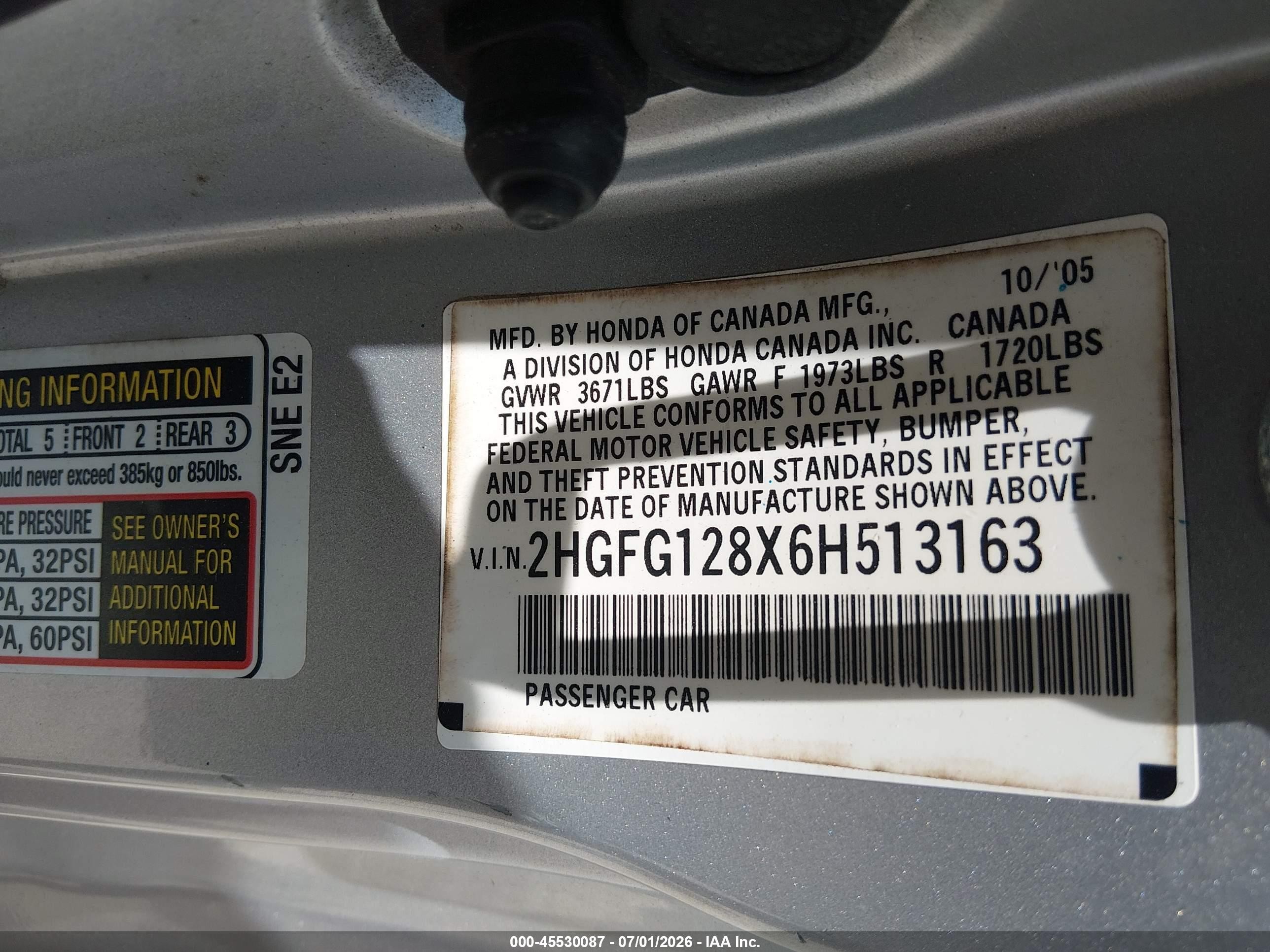 2006 Honda Civic Ex Серебряный vin: 2HGFG128X6H513163