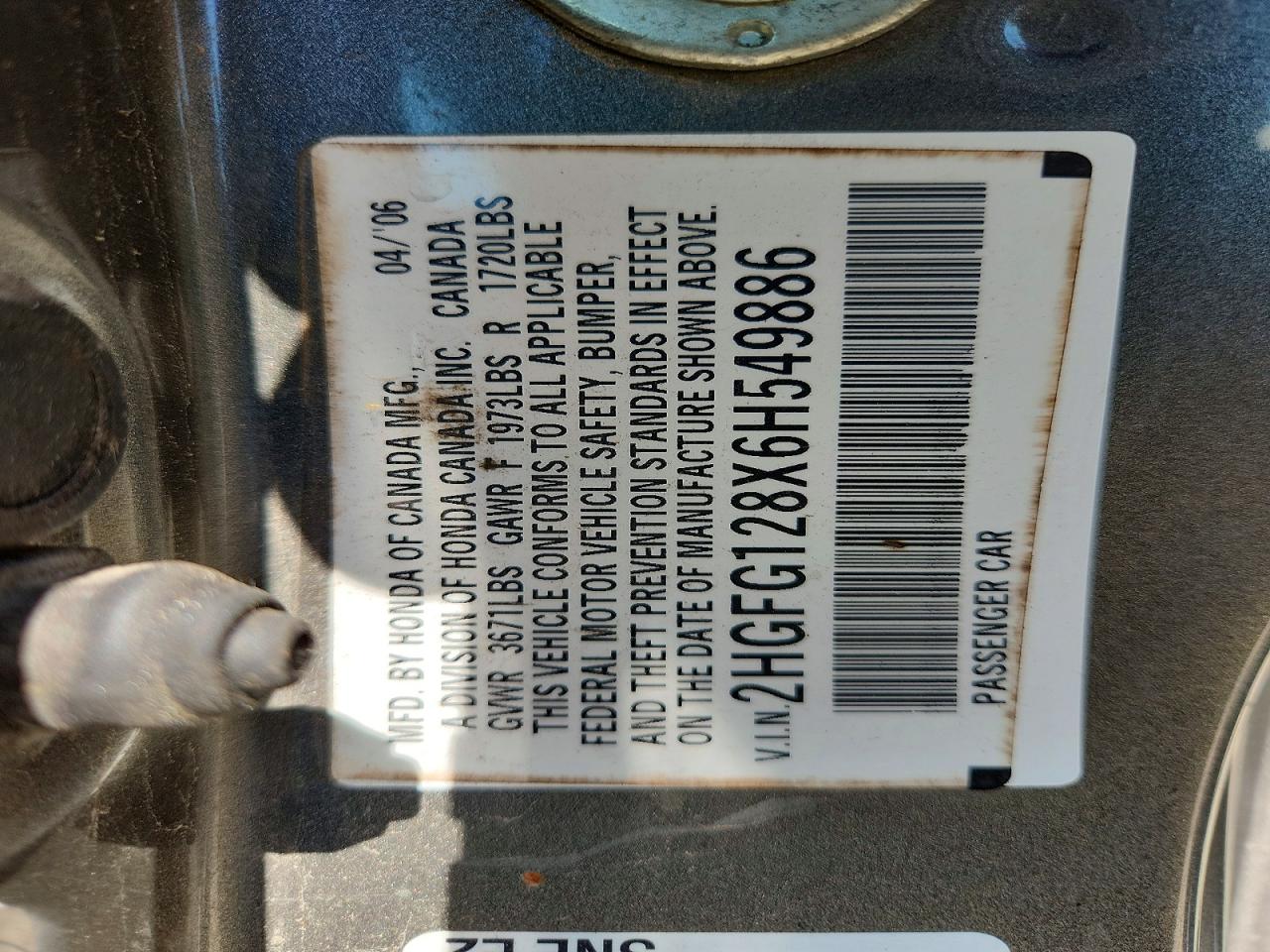 2006 Honda Civic Ex Gray vin: 2HGFG128X6H549886